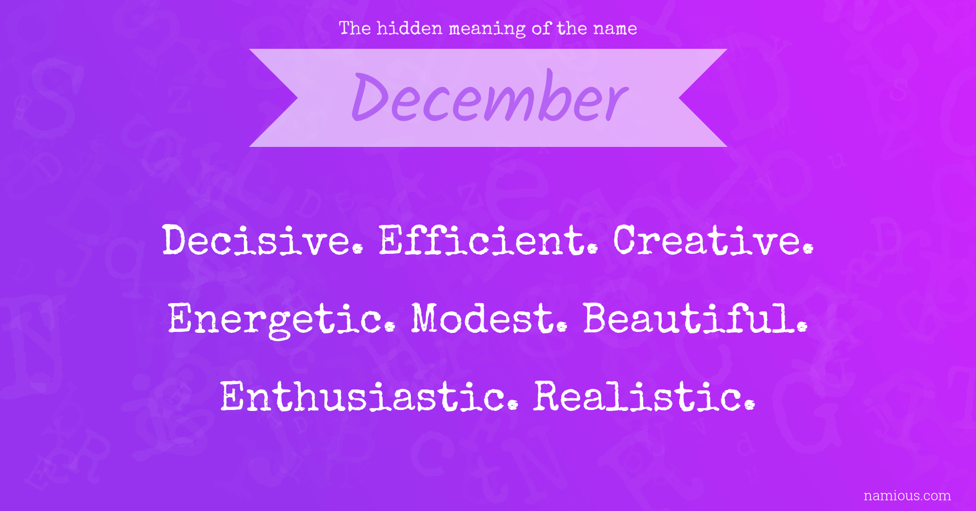 The hidden meaning of the name December