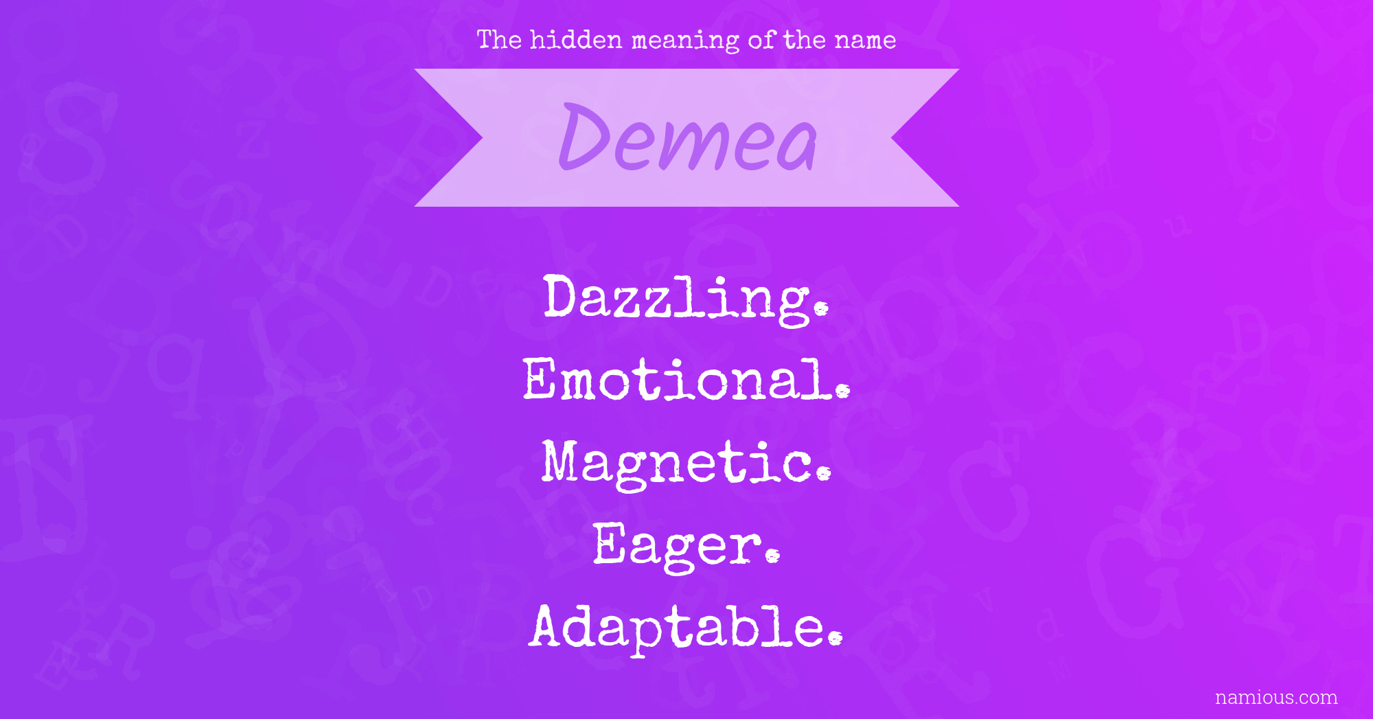 The hidden meaning of the name Demea