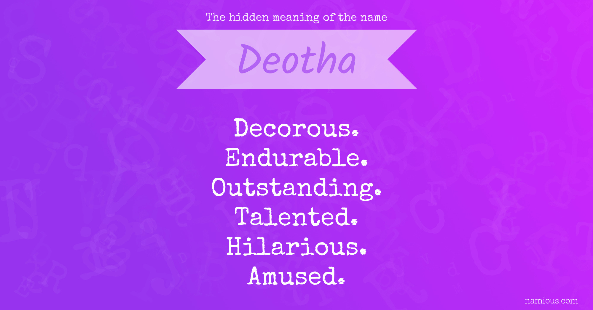 The hidden meaning of the name Deotha