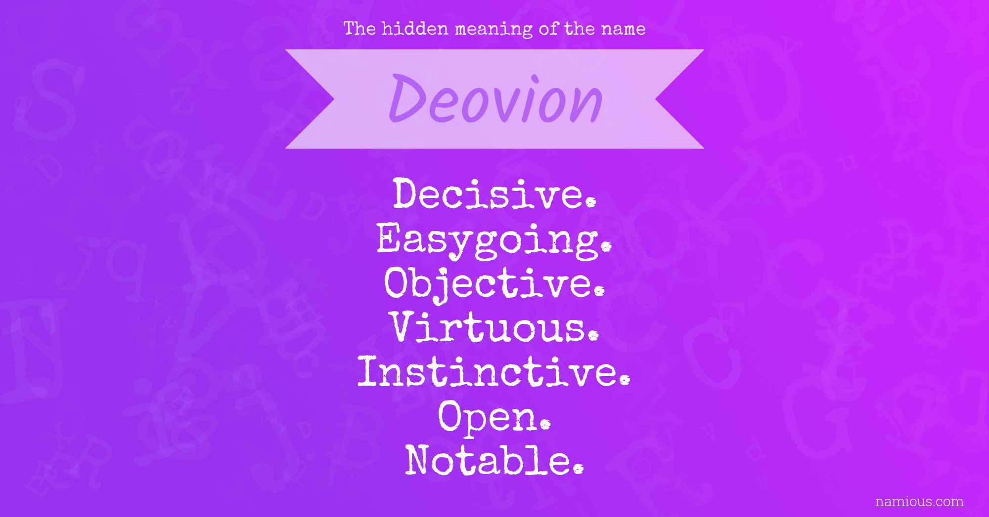 The hidden meaning of the name Deovion