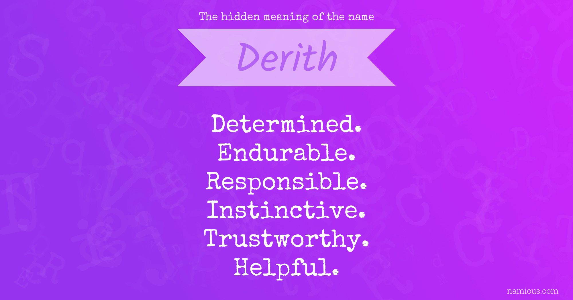 The hidden meaning of the name Derith