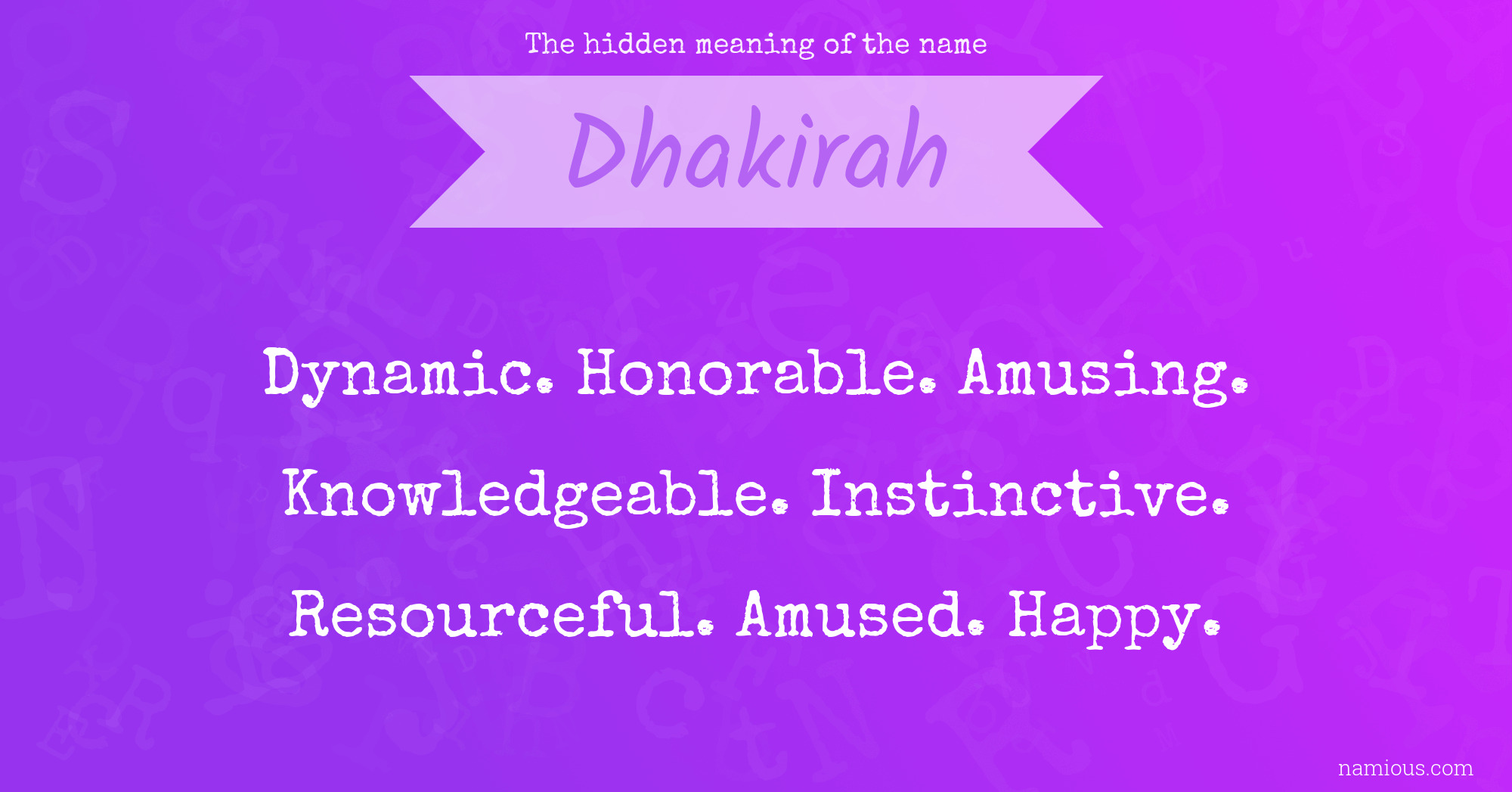 The hidden meaning of the name Dhakirah