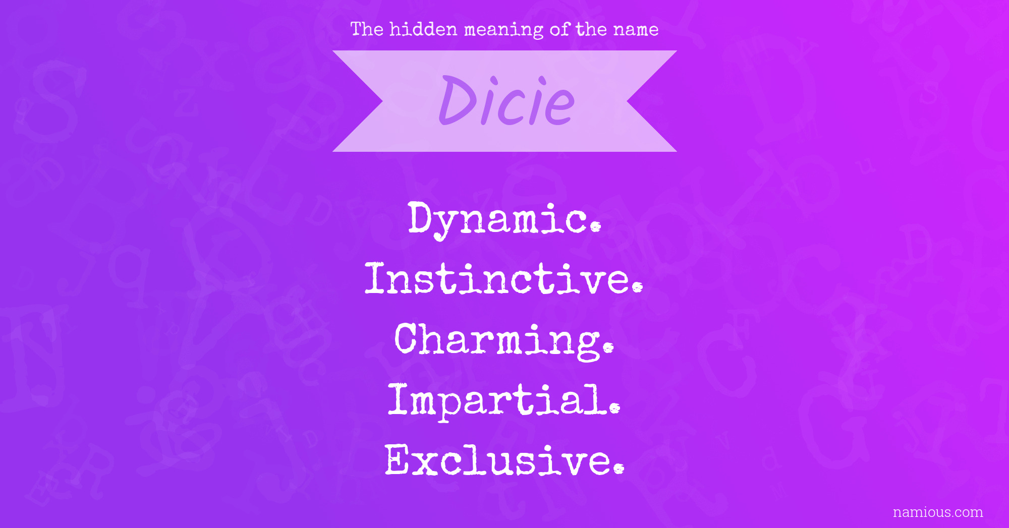 The hidden meaning of the name Dicie