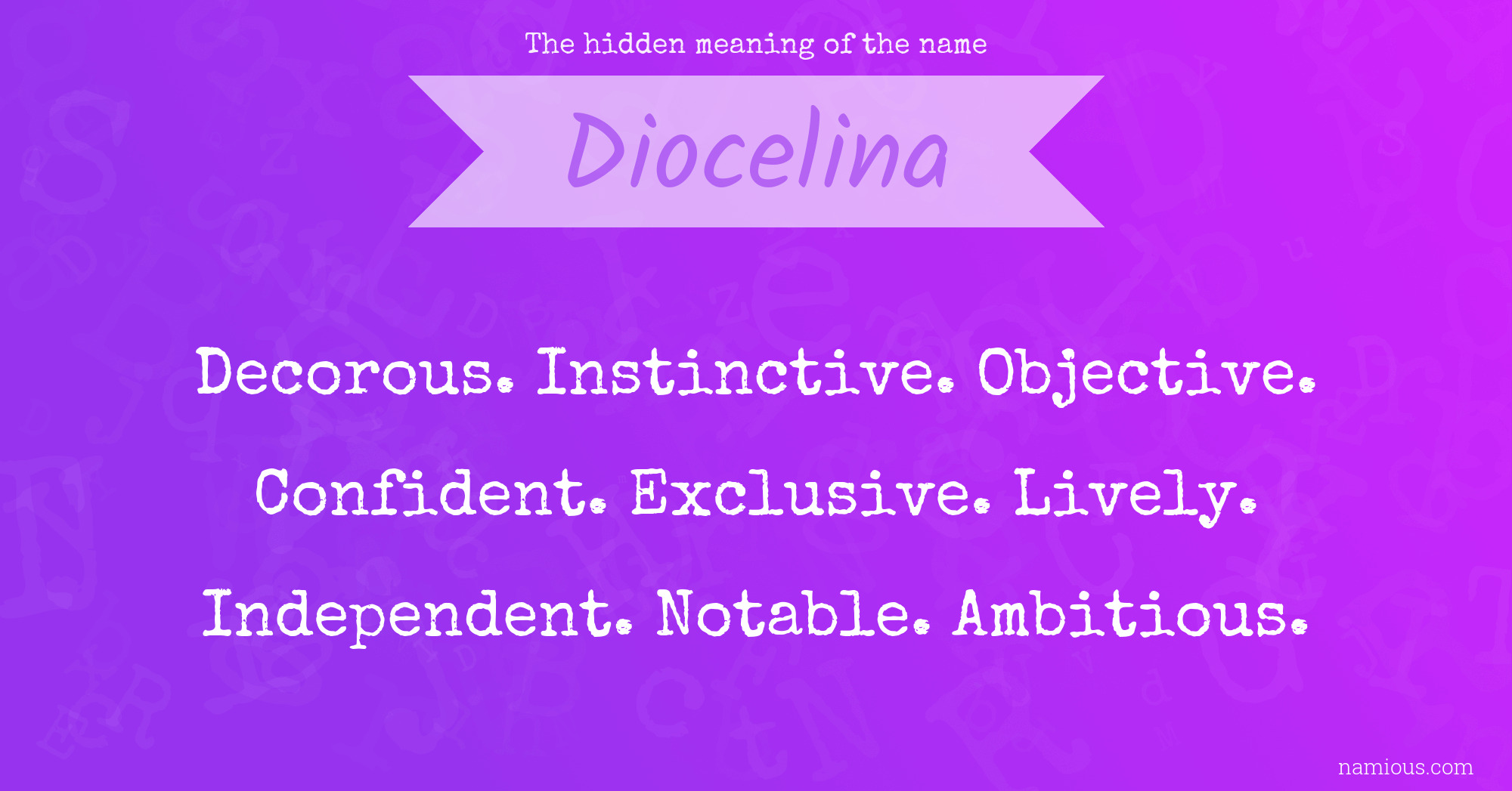 The hidden meaning of the name Diocelina