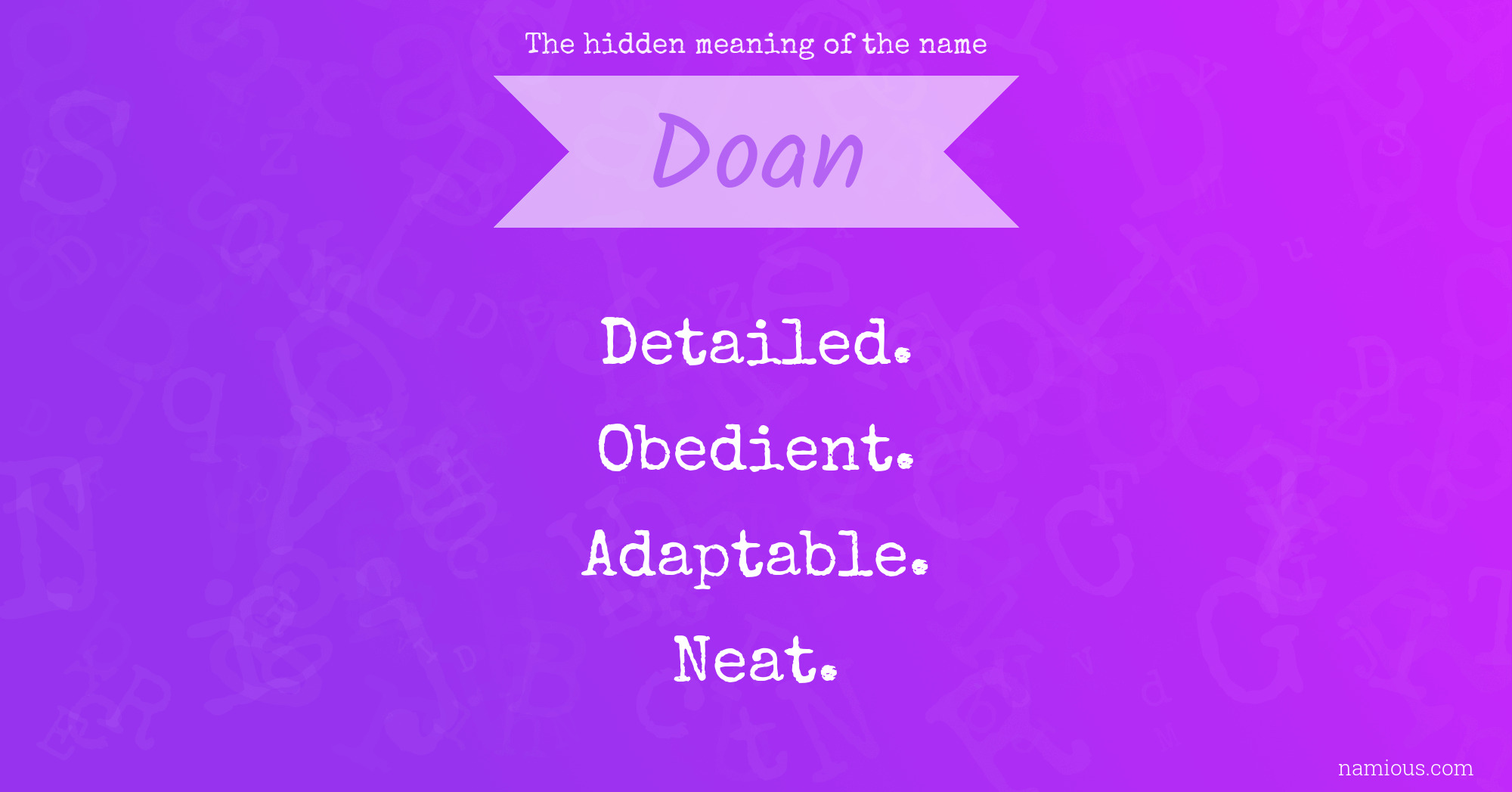 The hidden meaning of the name Doan