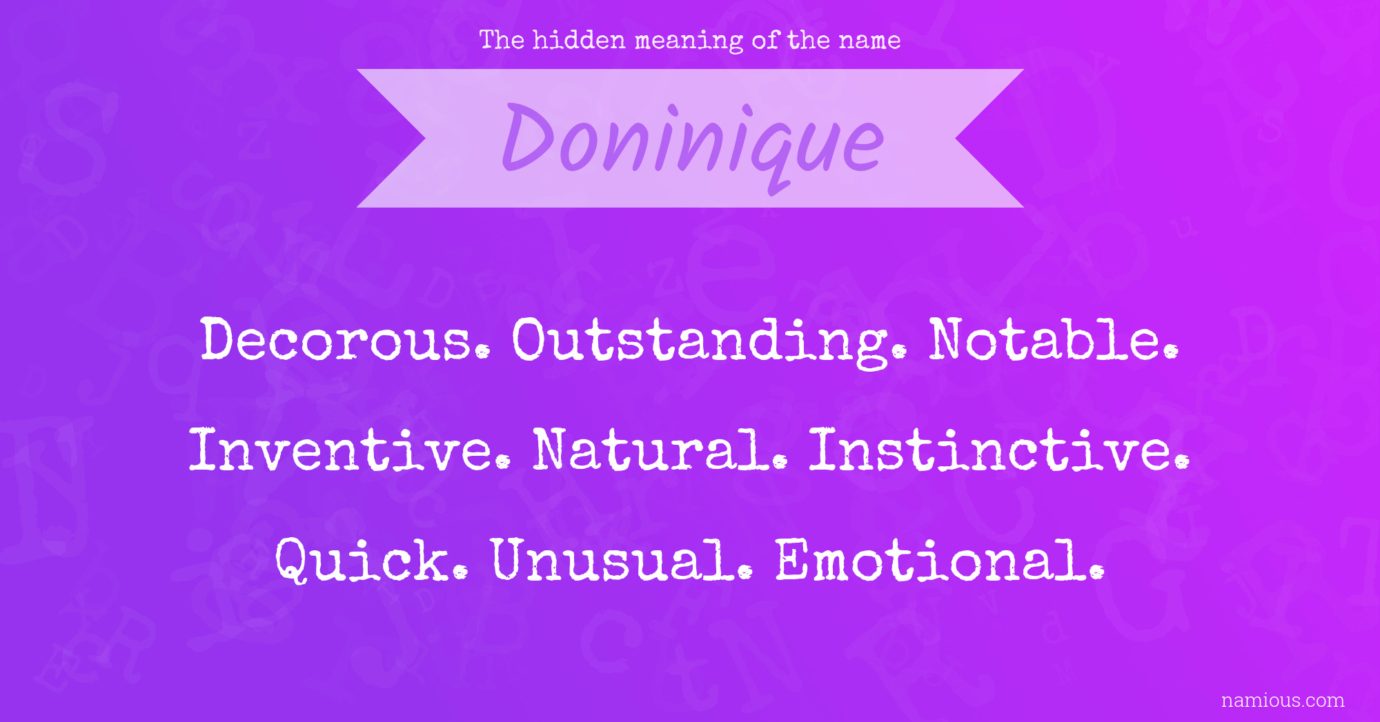 The hidden meaning of the name Doninique