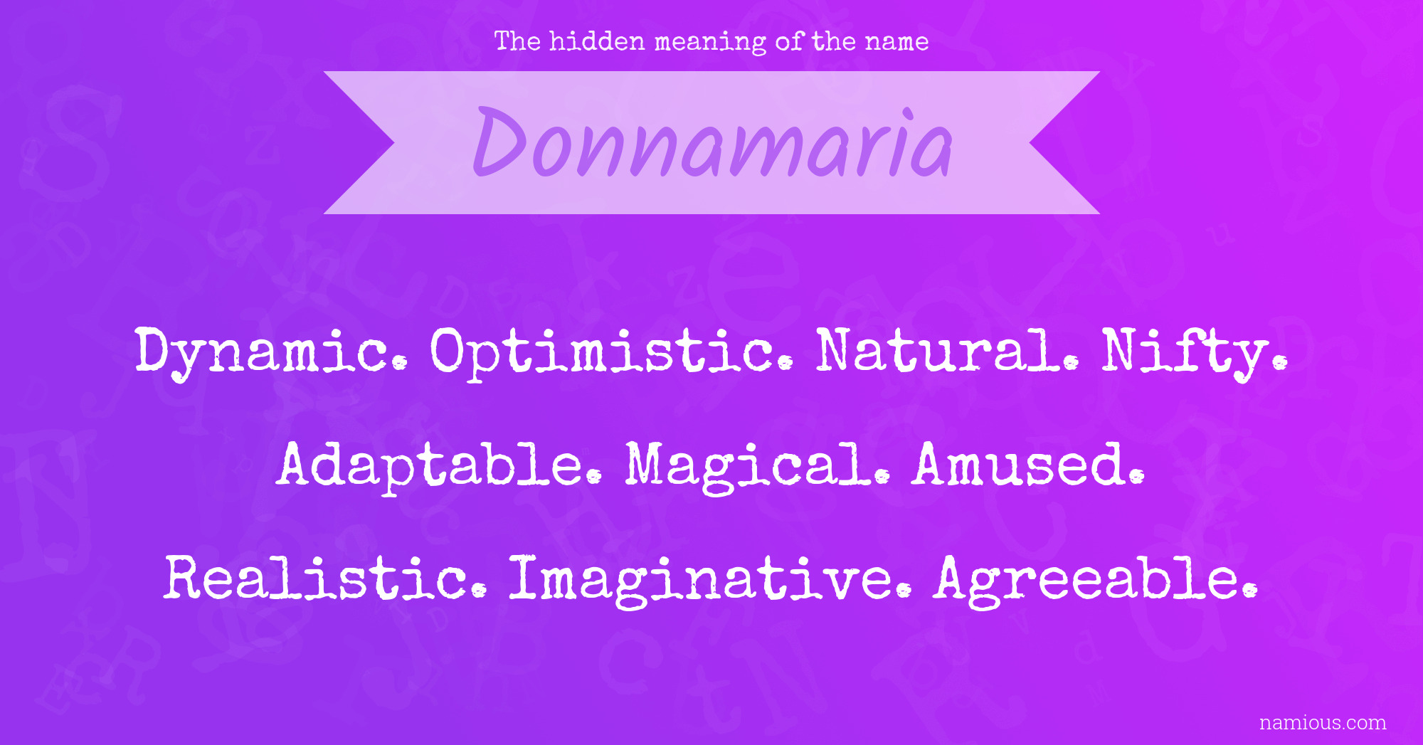 The hidden meaning of the name Donnamaria