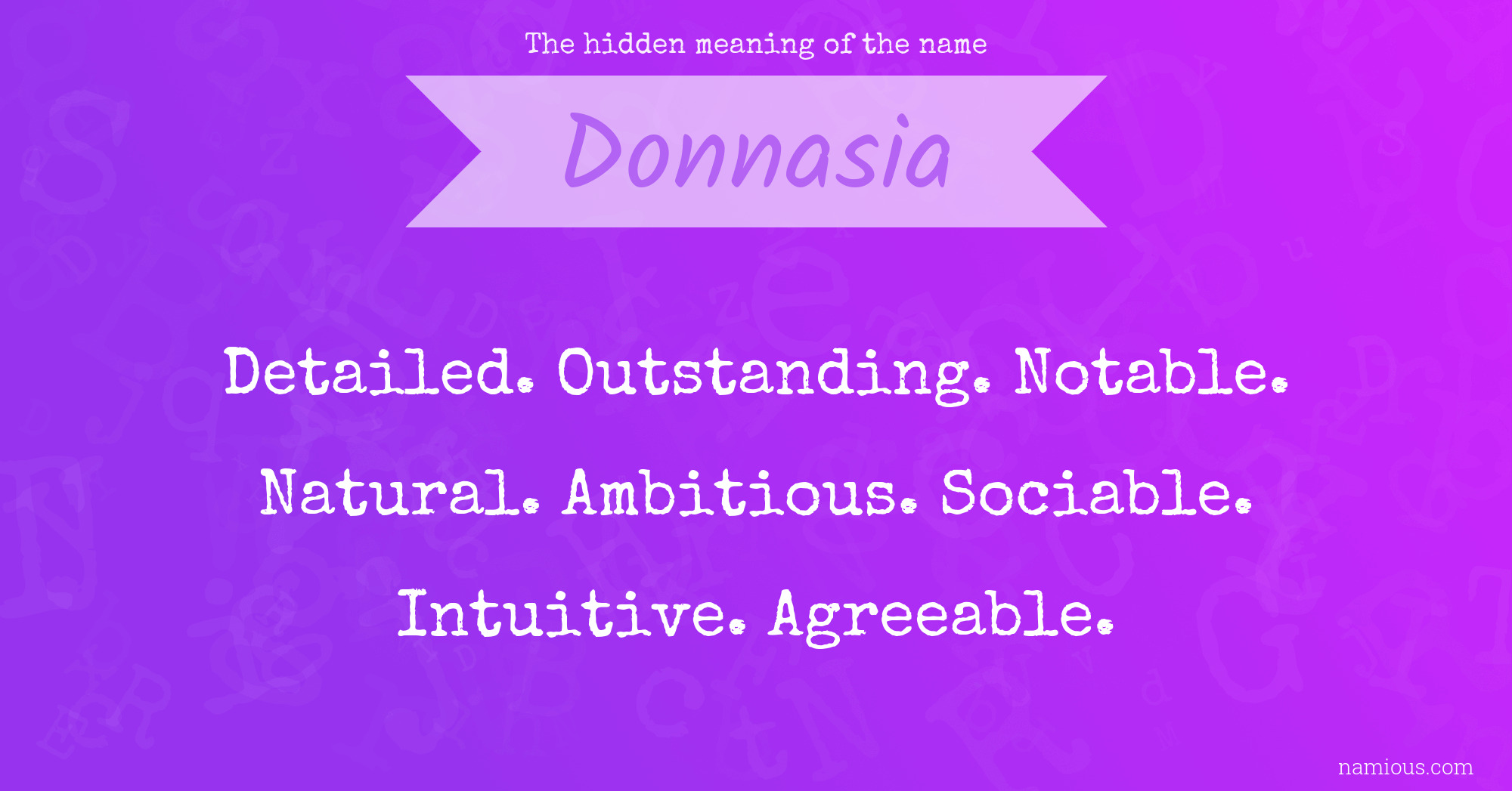 The hidden meaning of the name Donnasia