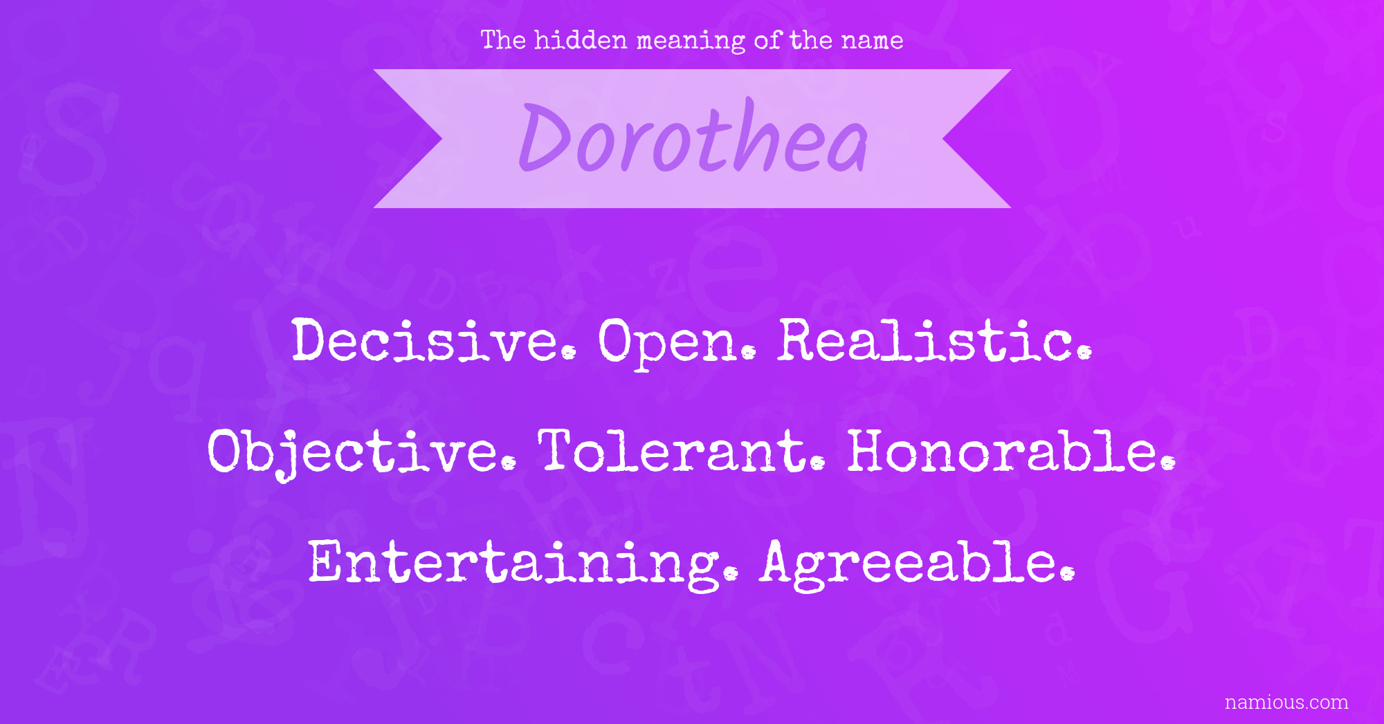 The hidden meaning of the name Dorothea