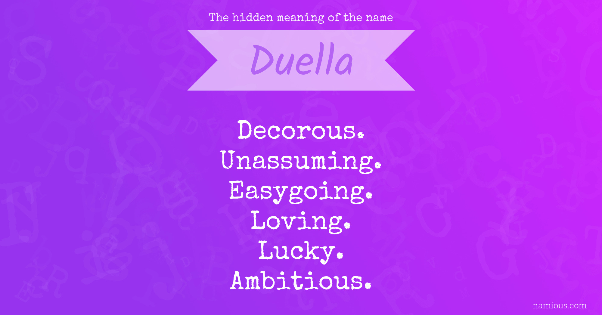 The hidden meaning of the name Duella