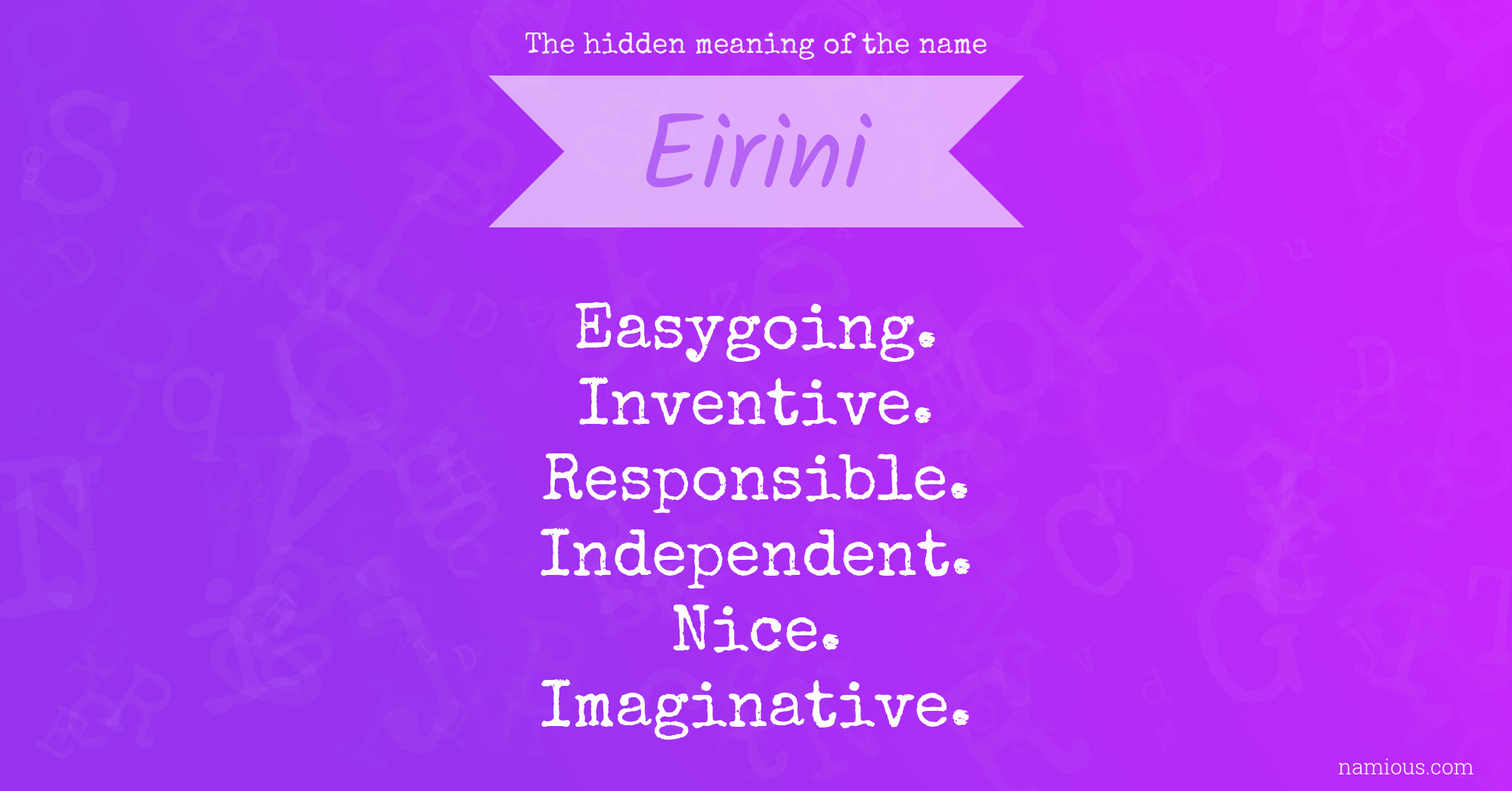 The hidden meaning of the name Eirini