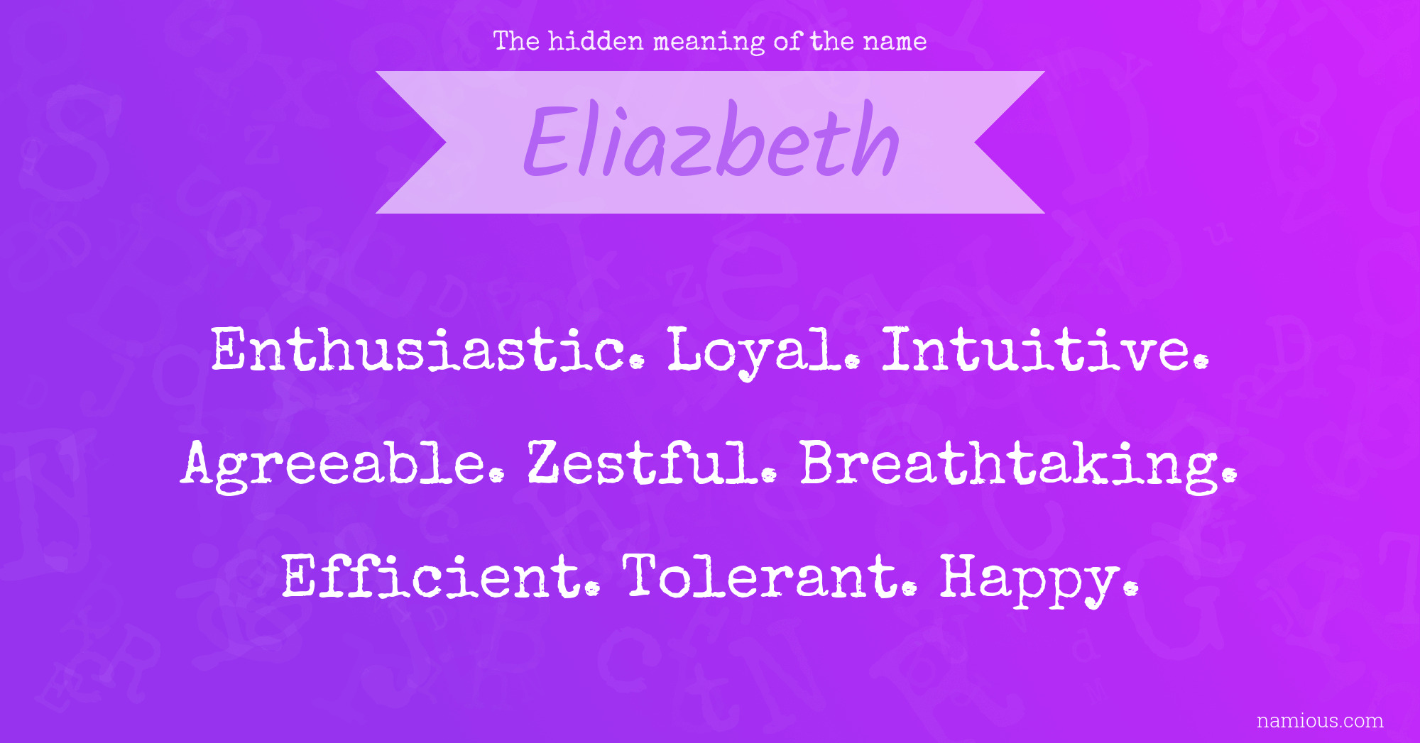 The hidden meaning of the name Eliazbeth