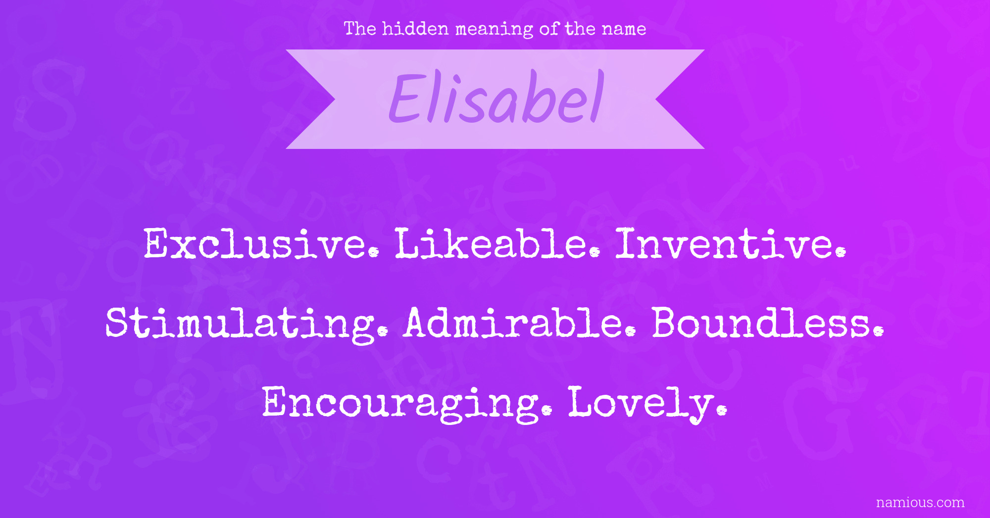 The hidden meaning of the name Elisabel