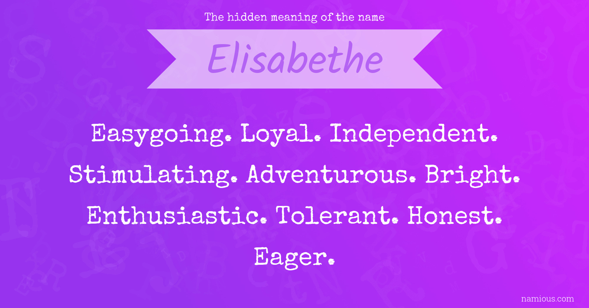 The hidden meaning of the name Elisabethe