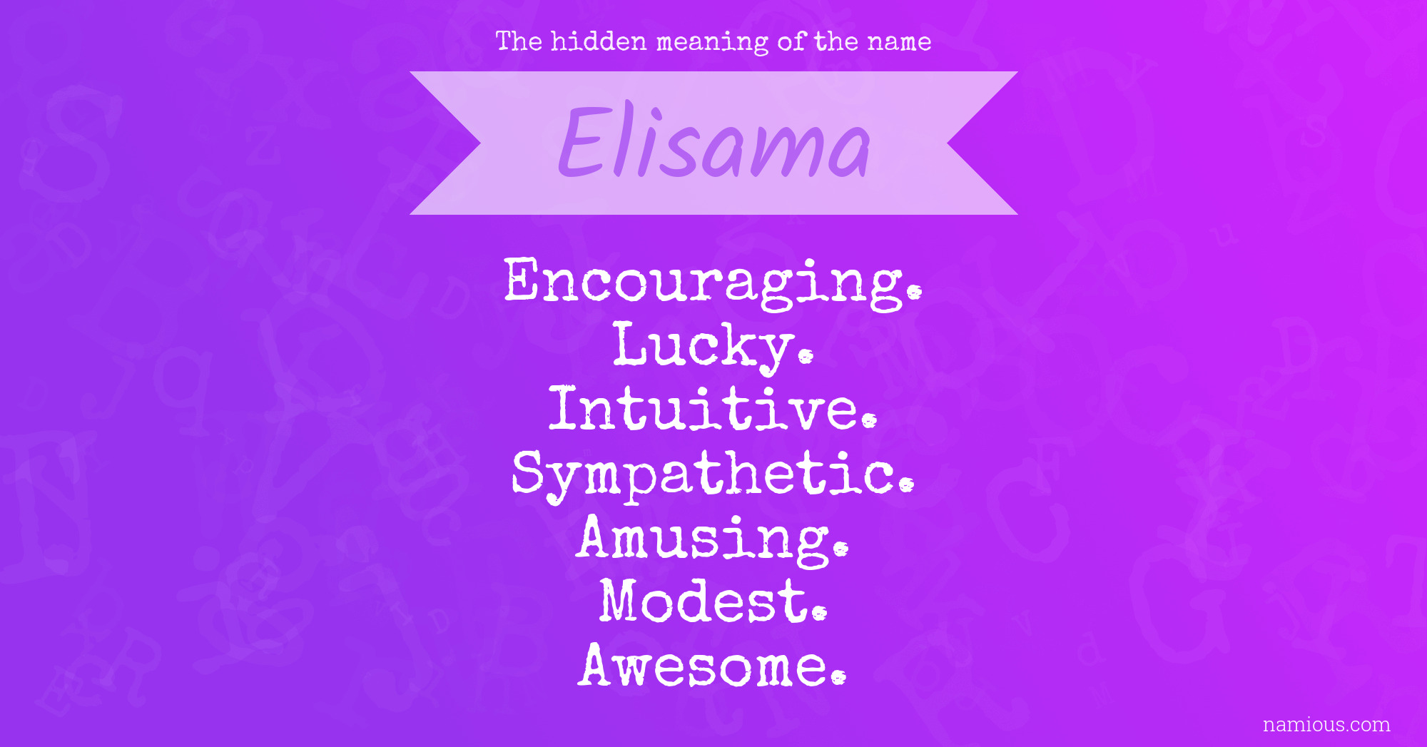 The hidden meaning of the name Elisama