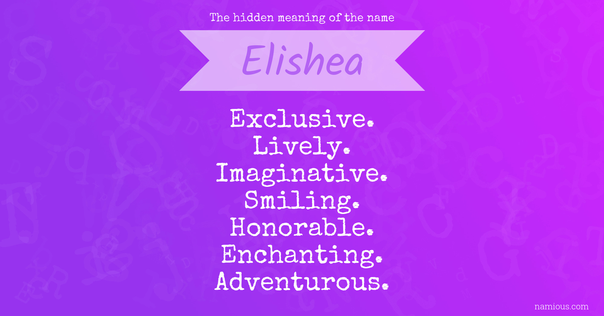 The hidden meaning of the name Elishea