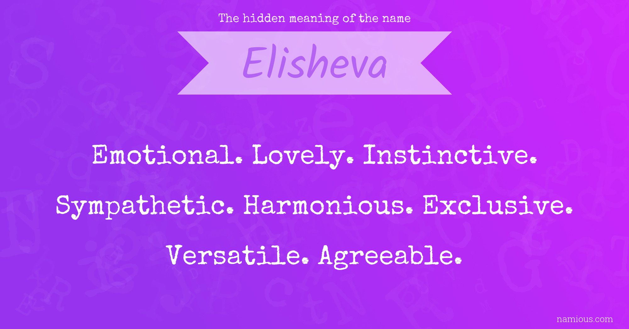 The hidden meaning of the name Elisheva