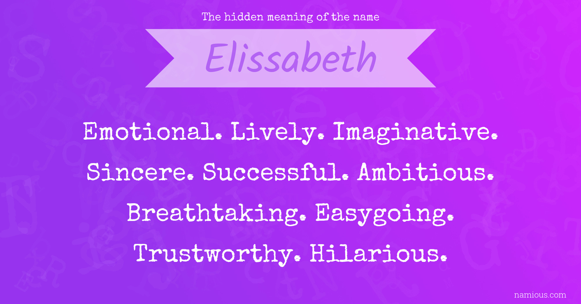 The hidden meaning of the name Elissabeth