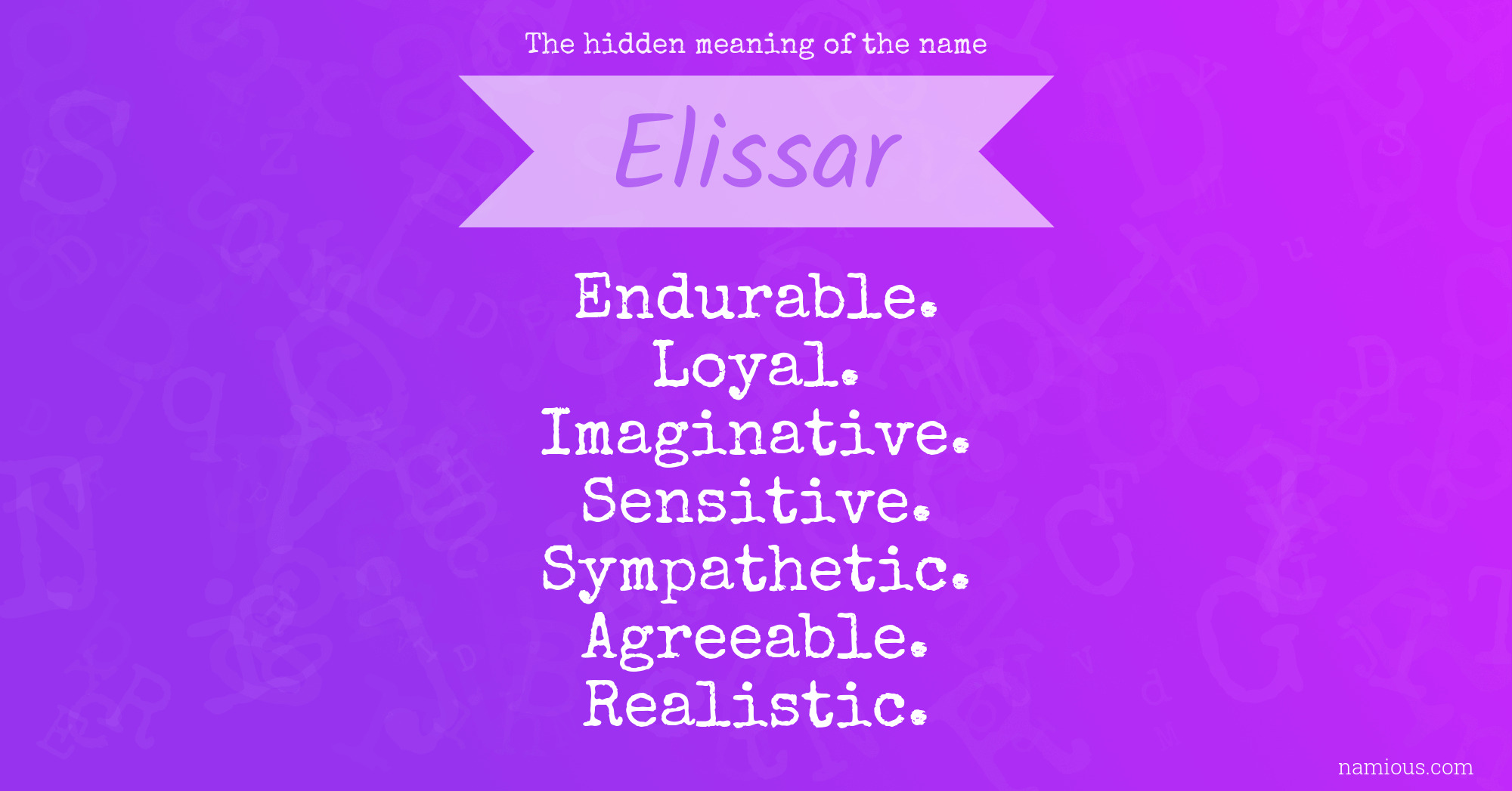 The hidden meaning of the name Elissar