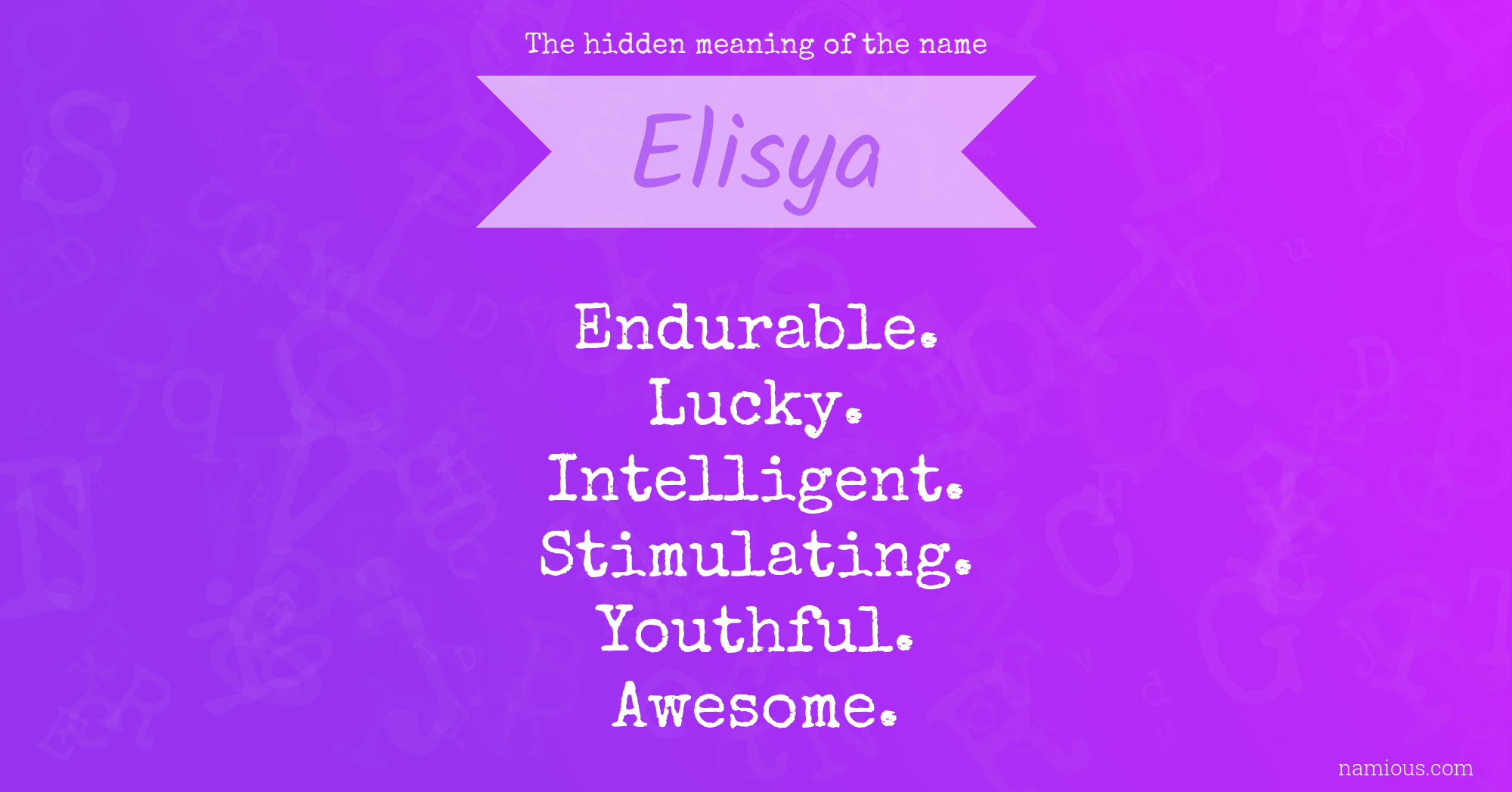 The hidden meaning of the name Elisya