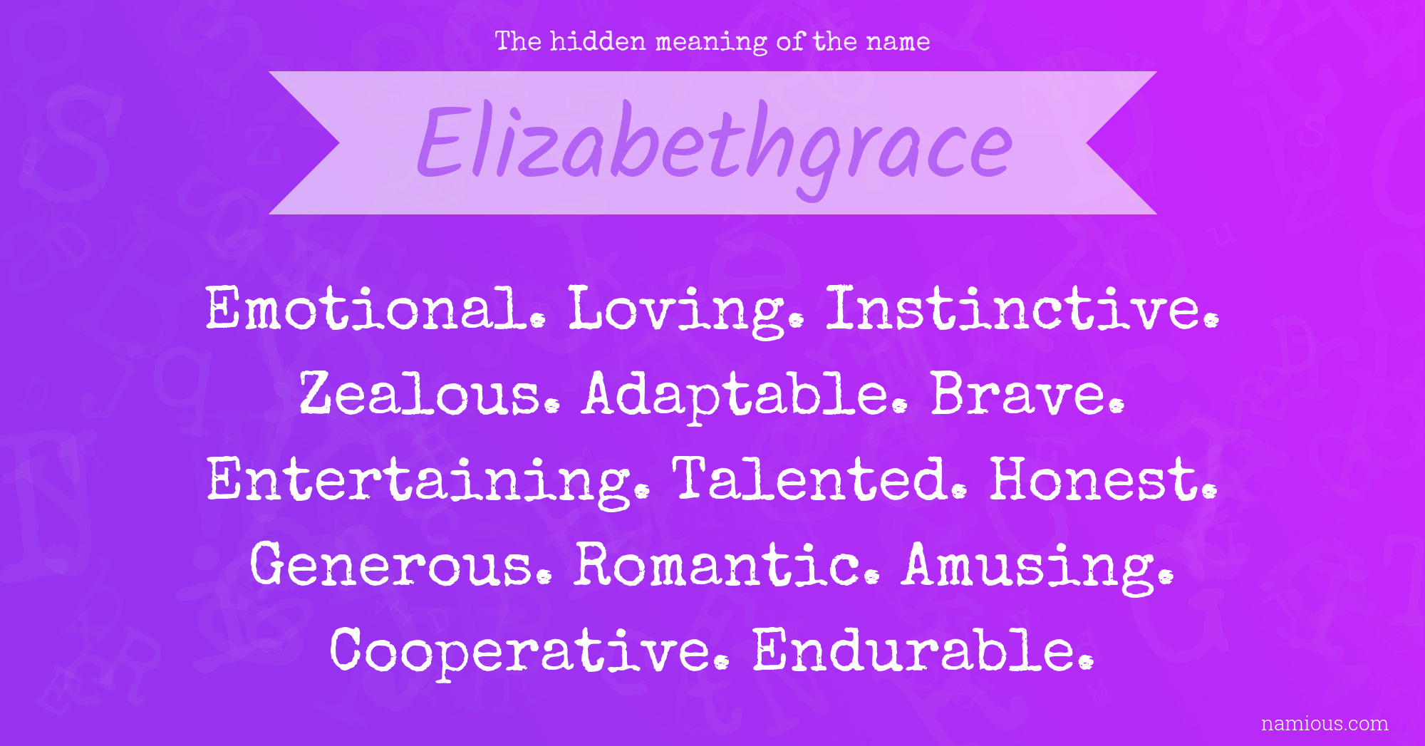 The hidden meaning of the name Elizabethgrace