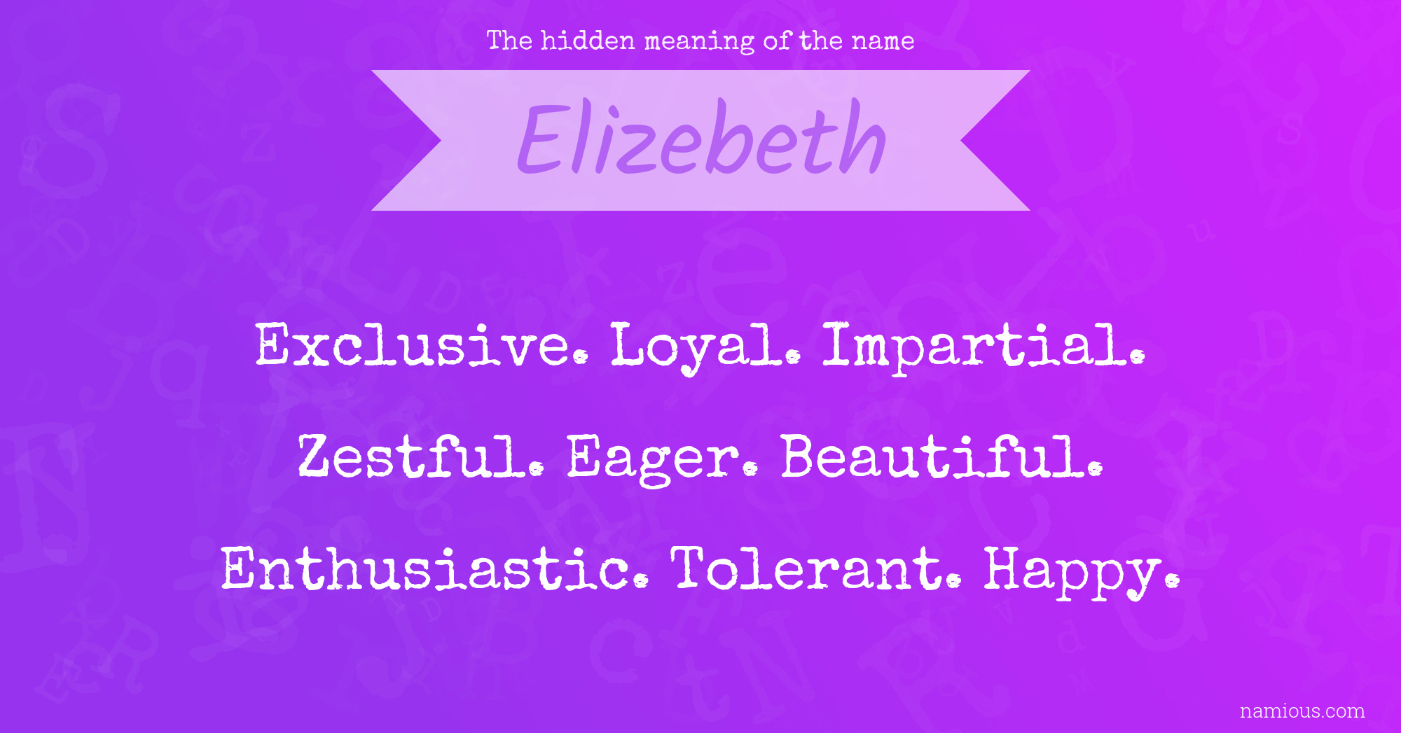 The hidden meaning of the name Elizebeth