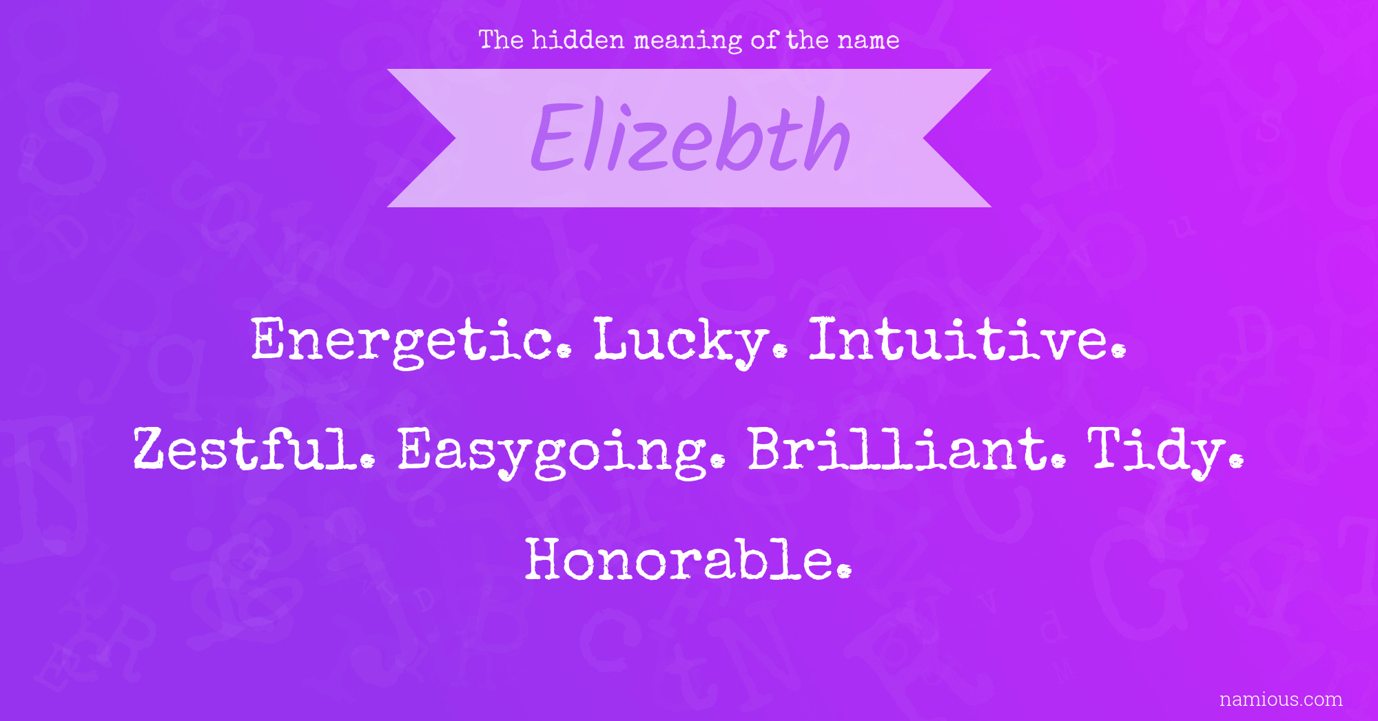 The hidden meaning of the name Elizebth