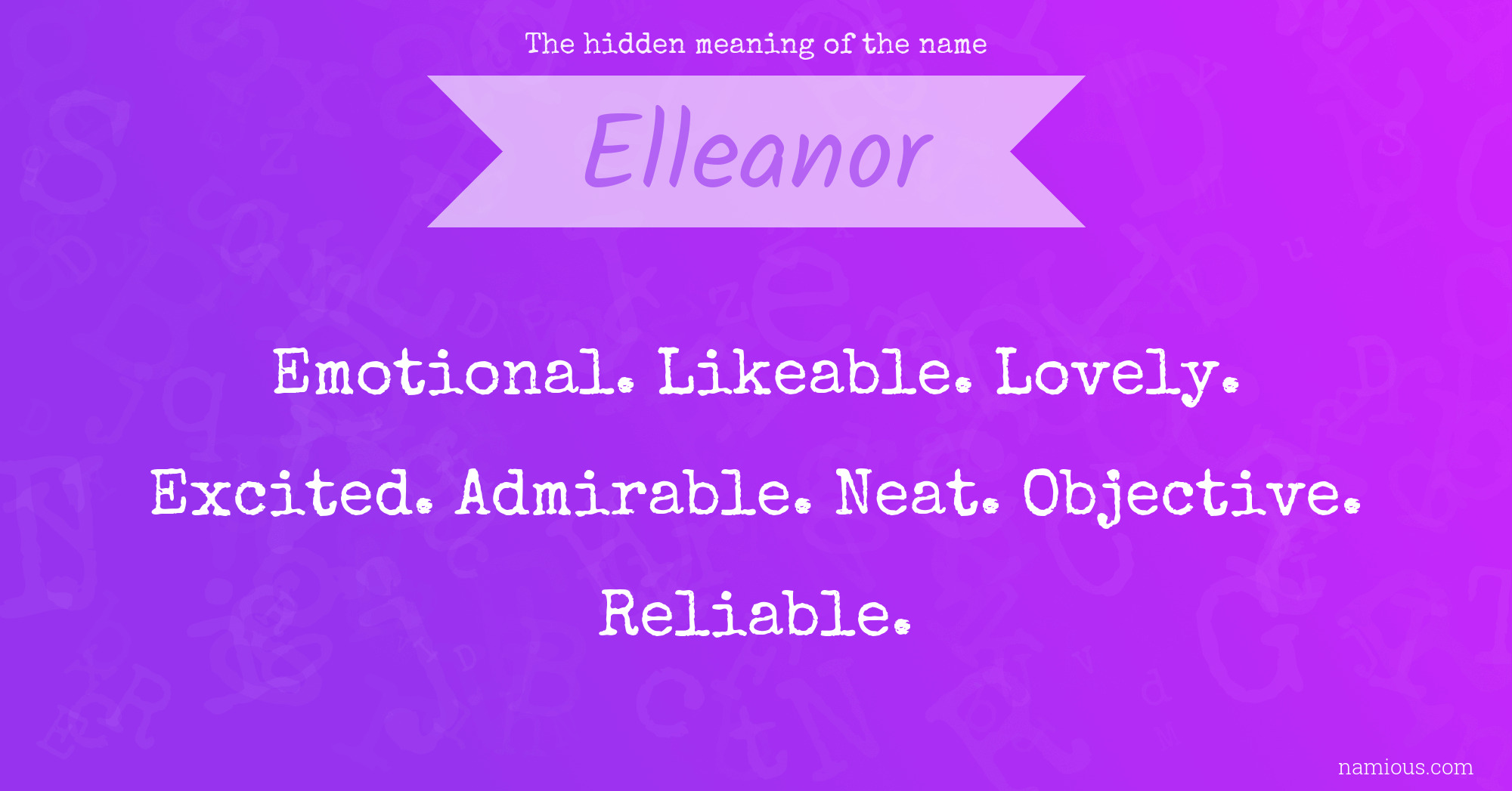 The hidden meaning of the name Elleanor