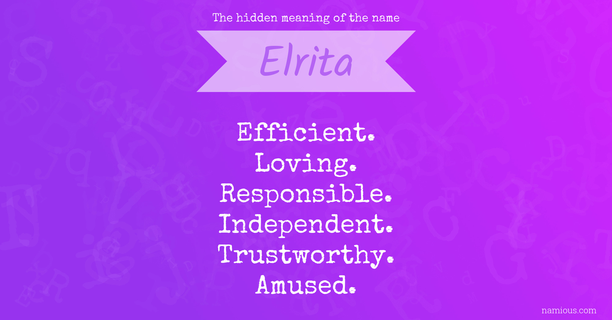 The hidden meaning of the name Elrita