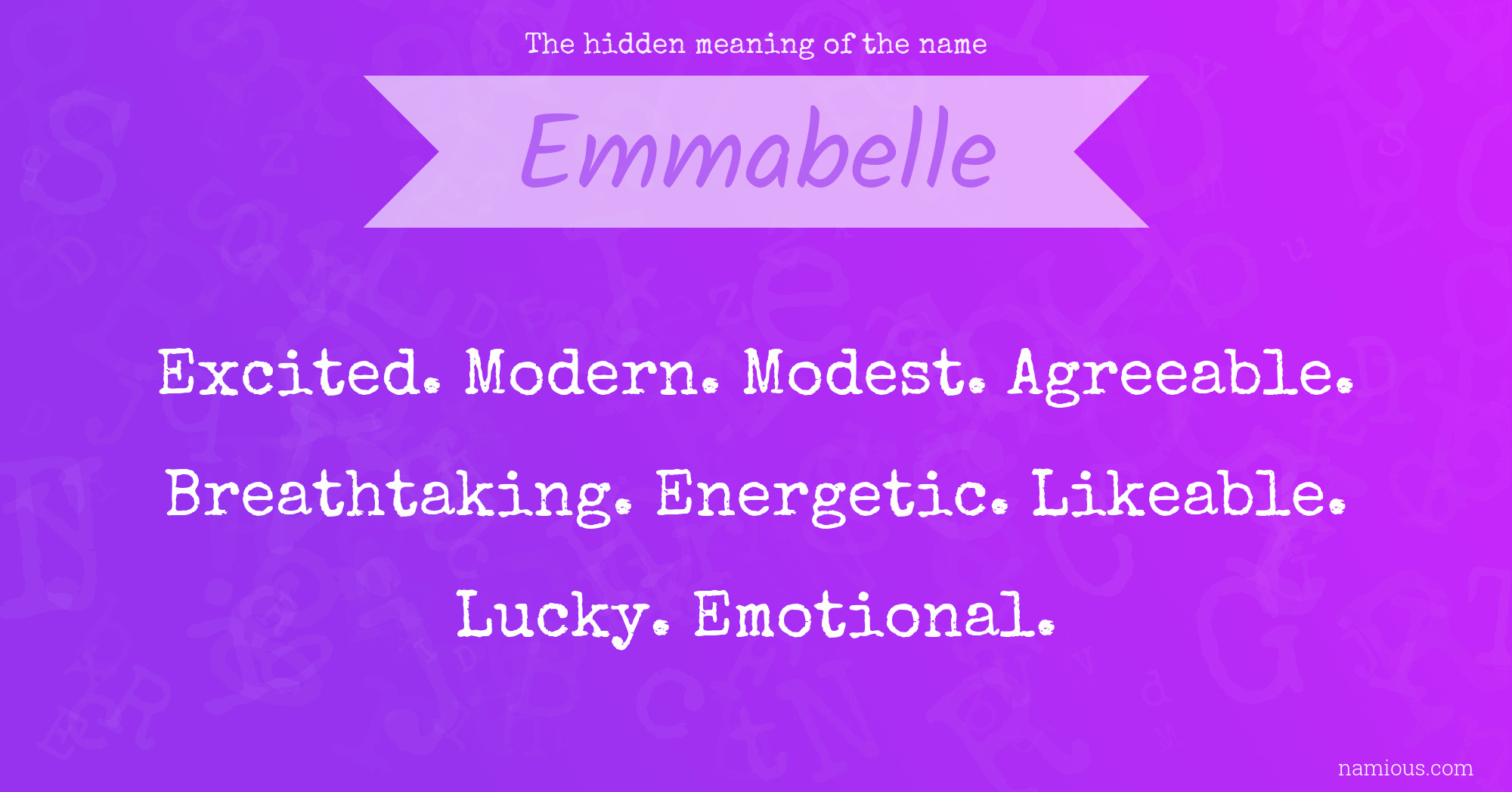 The hidden meaning of the name Emmabelle