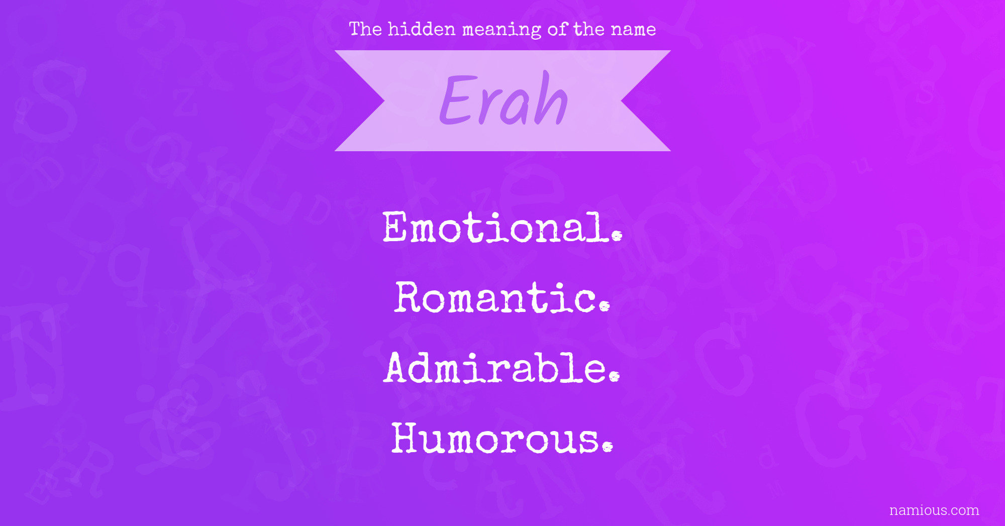 The hidden meaning of the name Erah