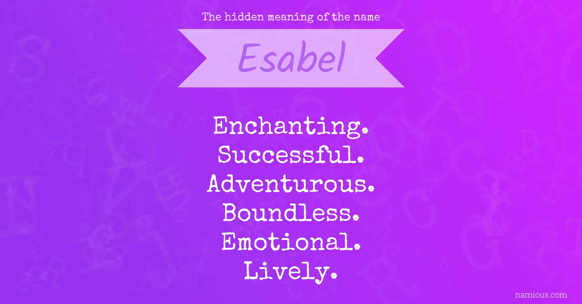 The hidden meaning of the name Esabel