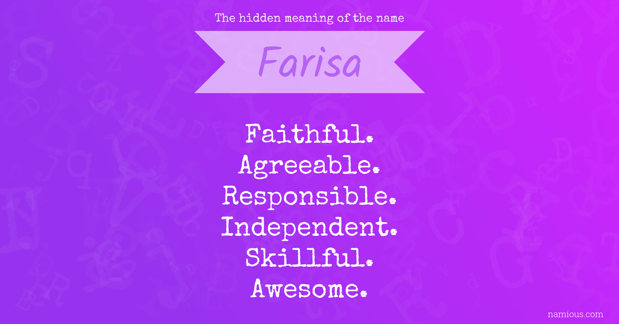 The hidden meaning of the name Farisa