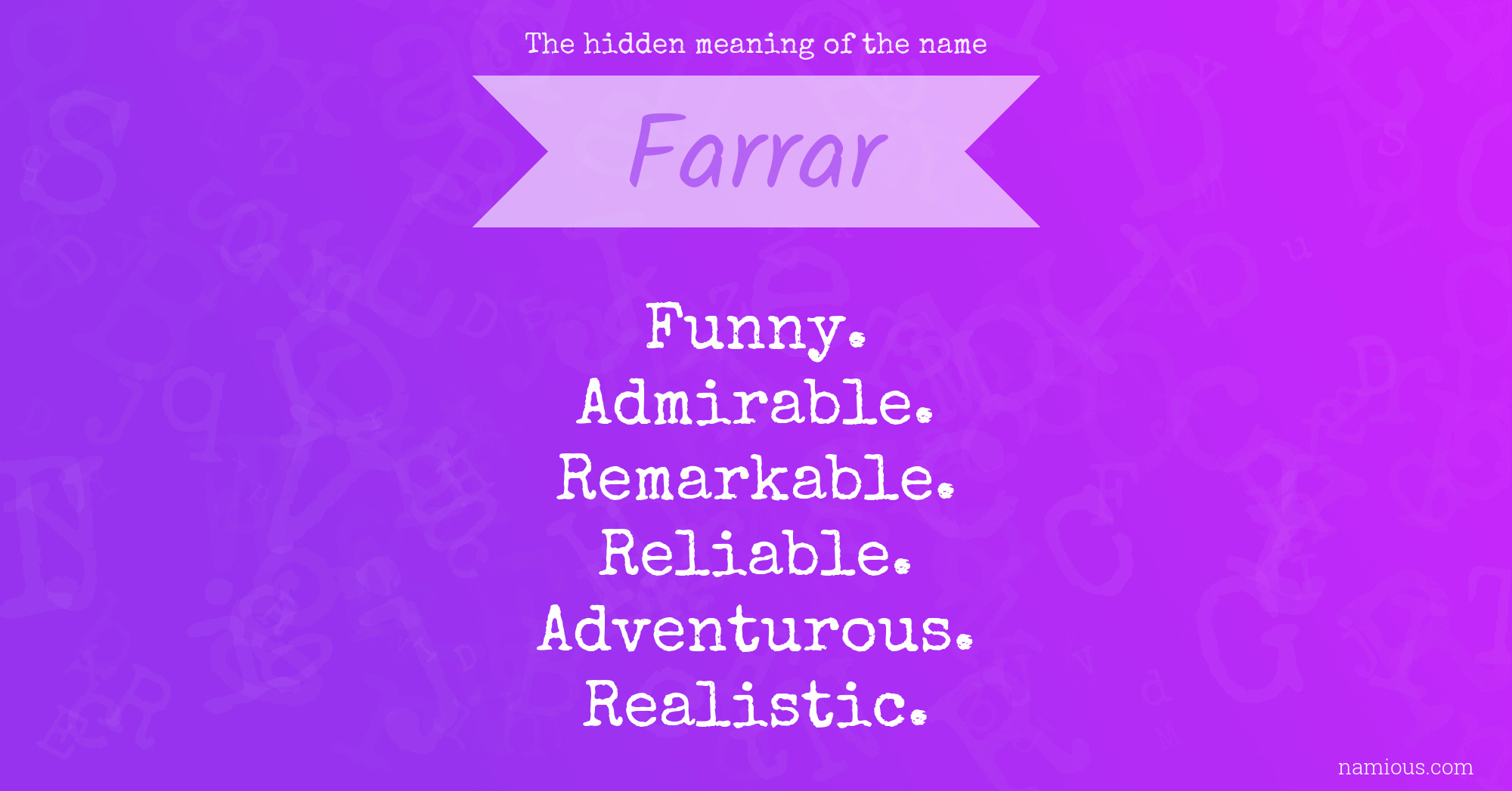 The hidden meaning of the name Farrar