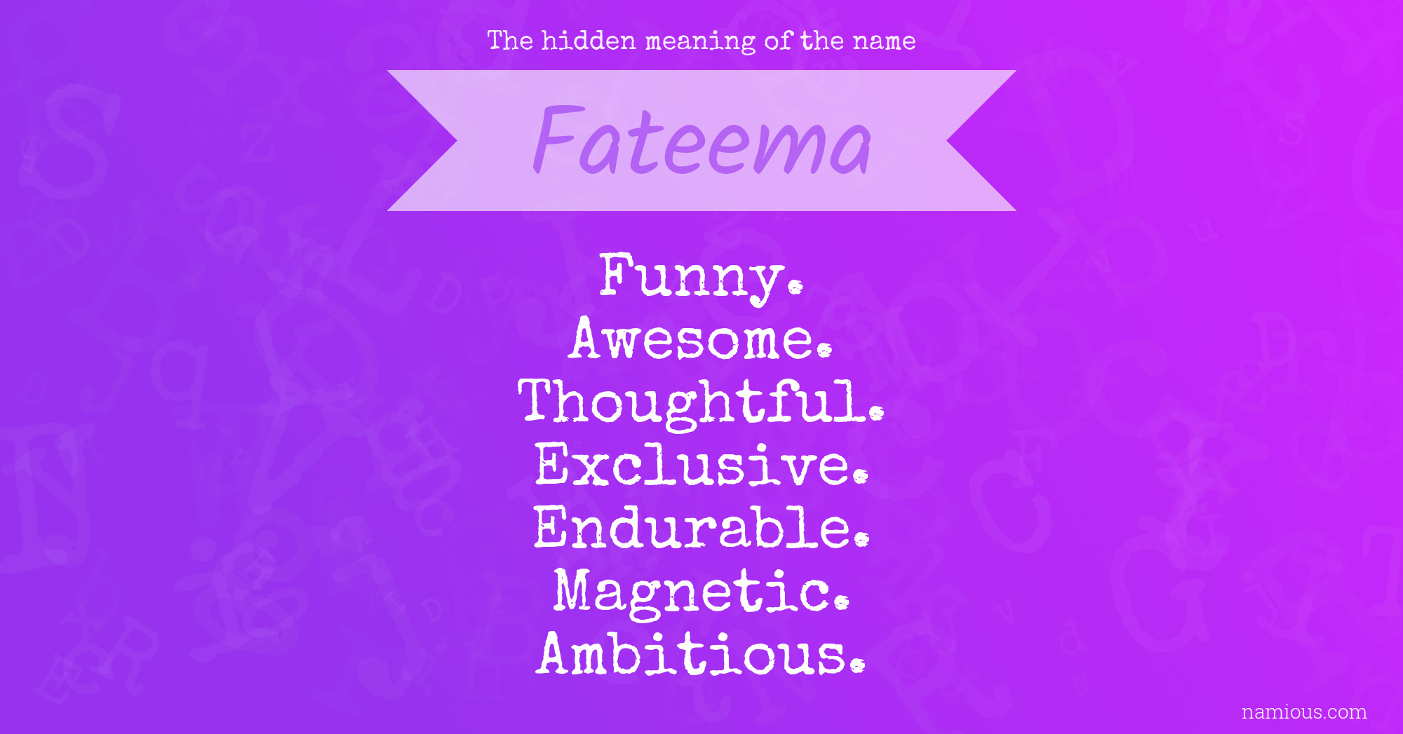 The hidden meaning of the name Fateema