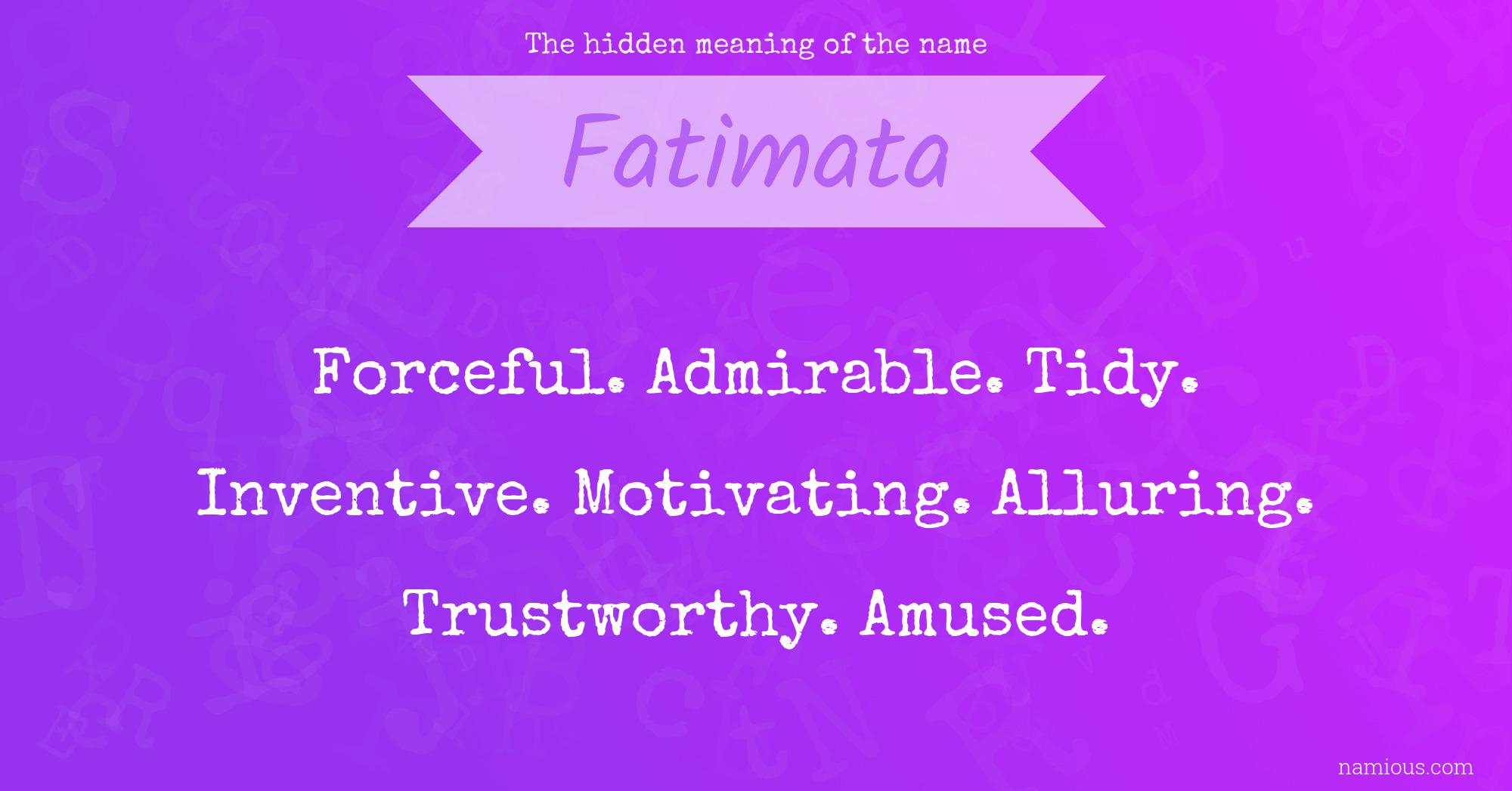 The hidden meaning of the name Fatimata