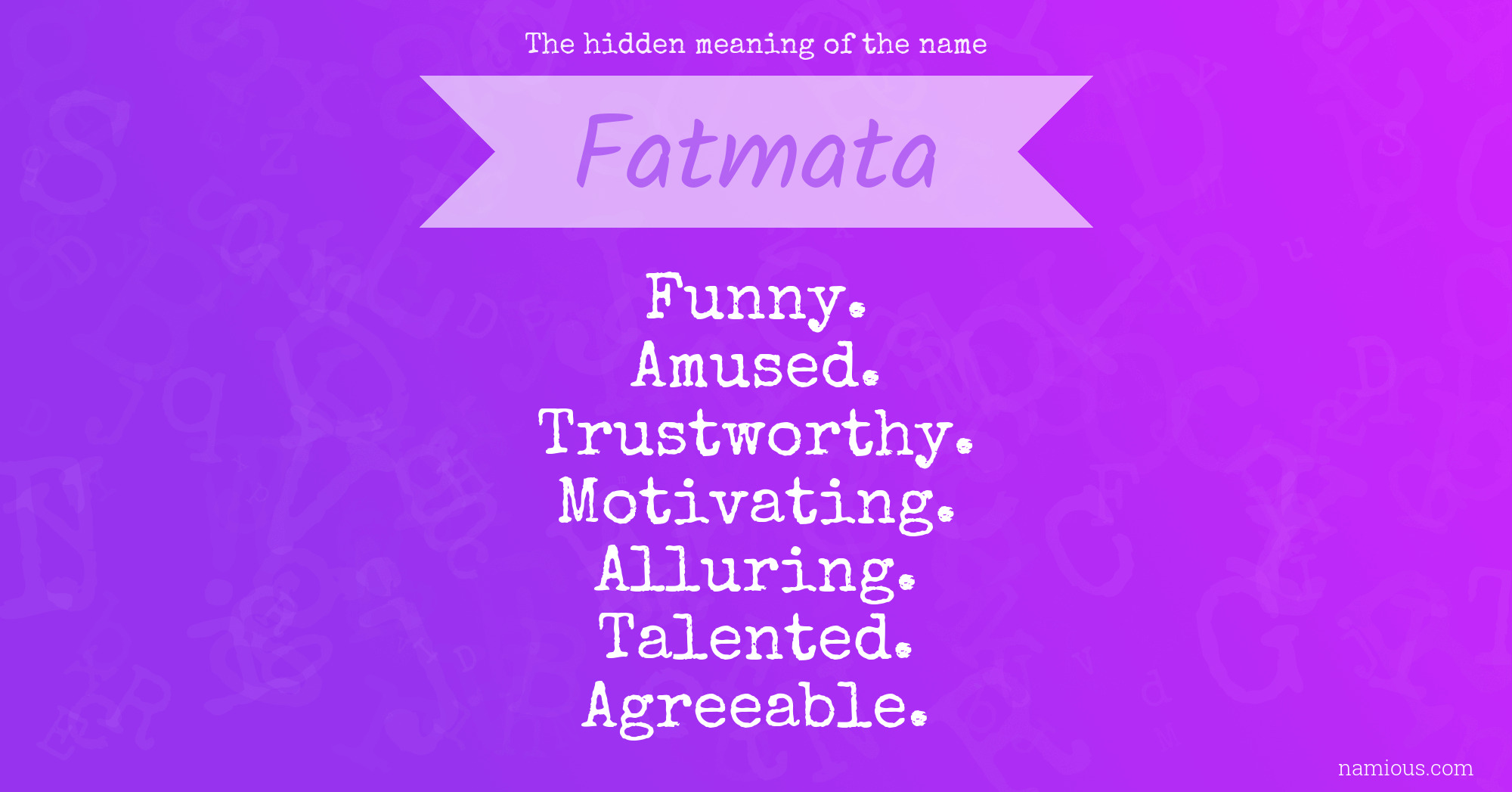 The hidden meaning of the name Fatmata