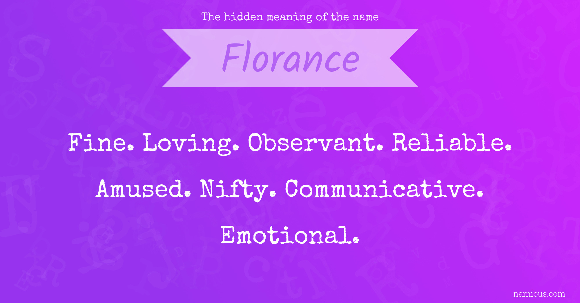 The hidden meaning of the name Florance