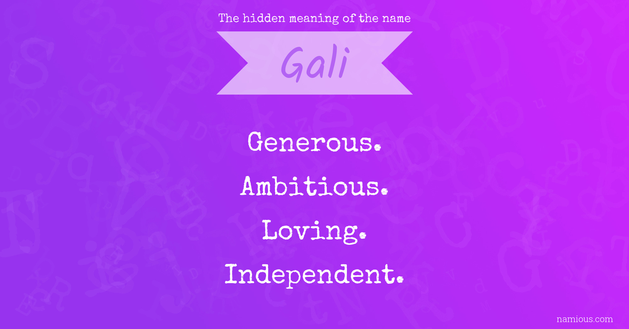 The hidden meaning of the name Gali