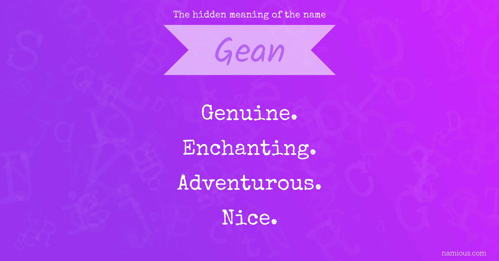 The hidden meaning of the name Gean