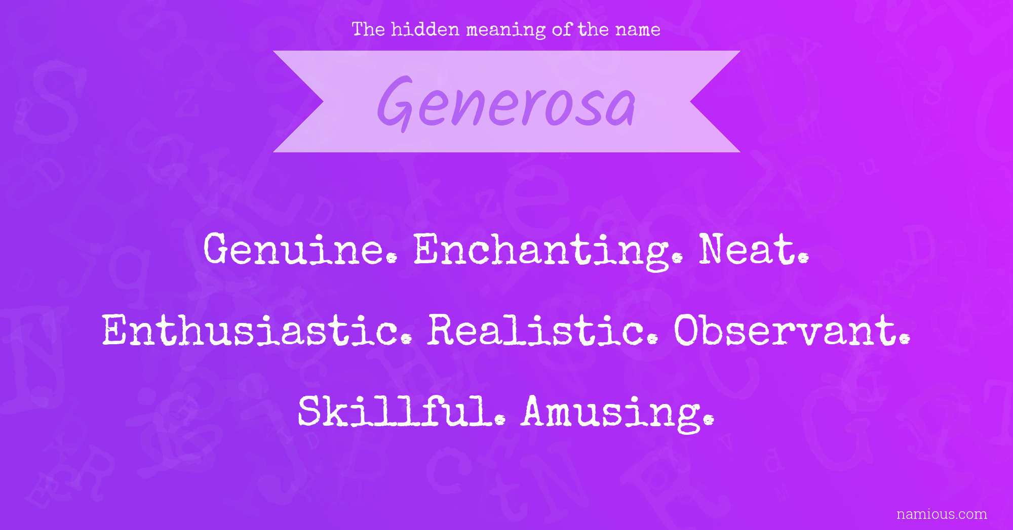 The hidden meaning of the name Generosa