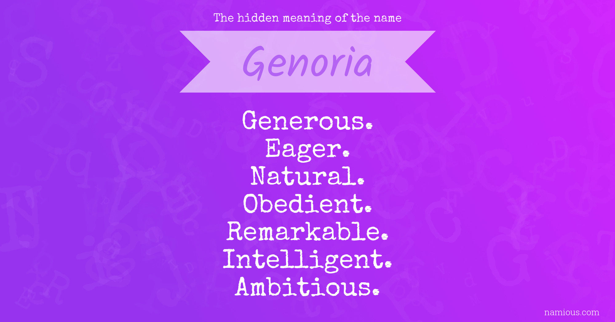 The hidden meaning of the name Genoria