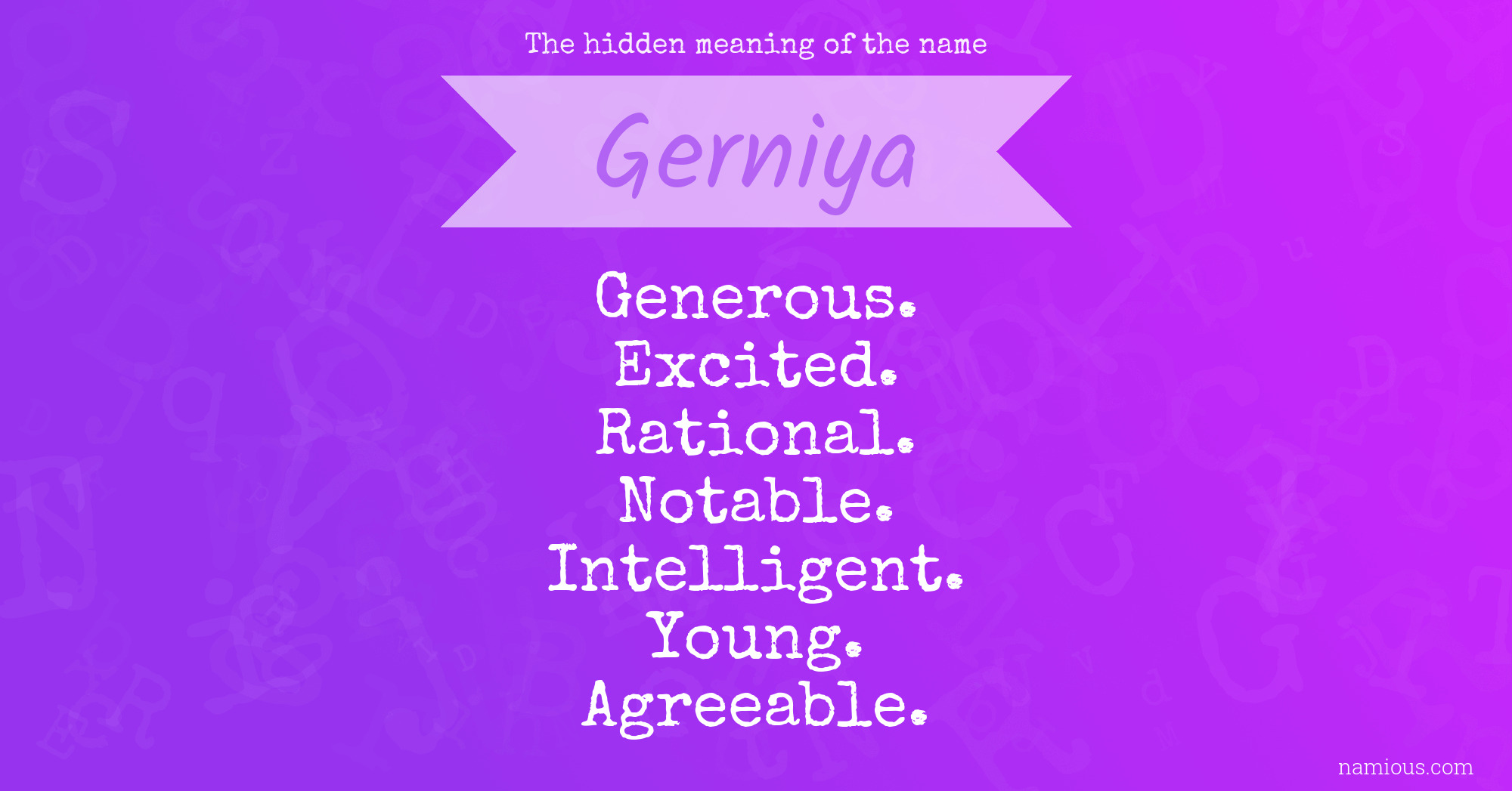 The hidden meaning of the name Gerniya