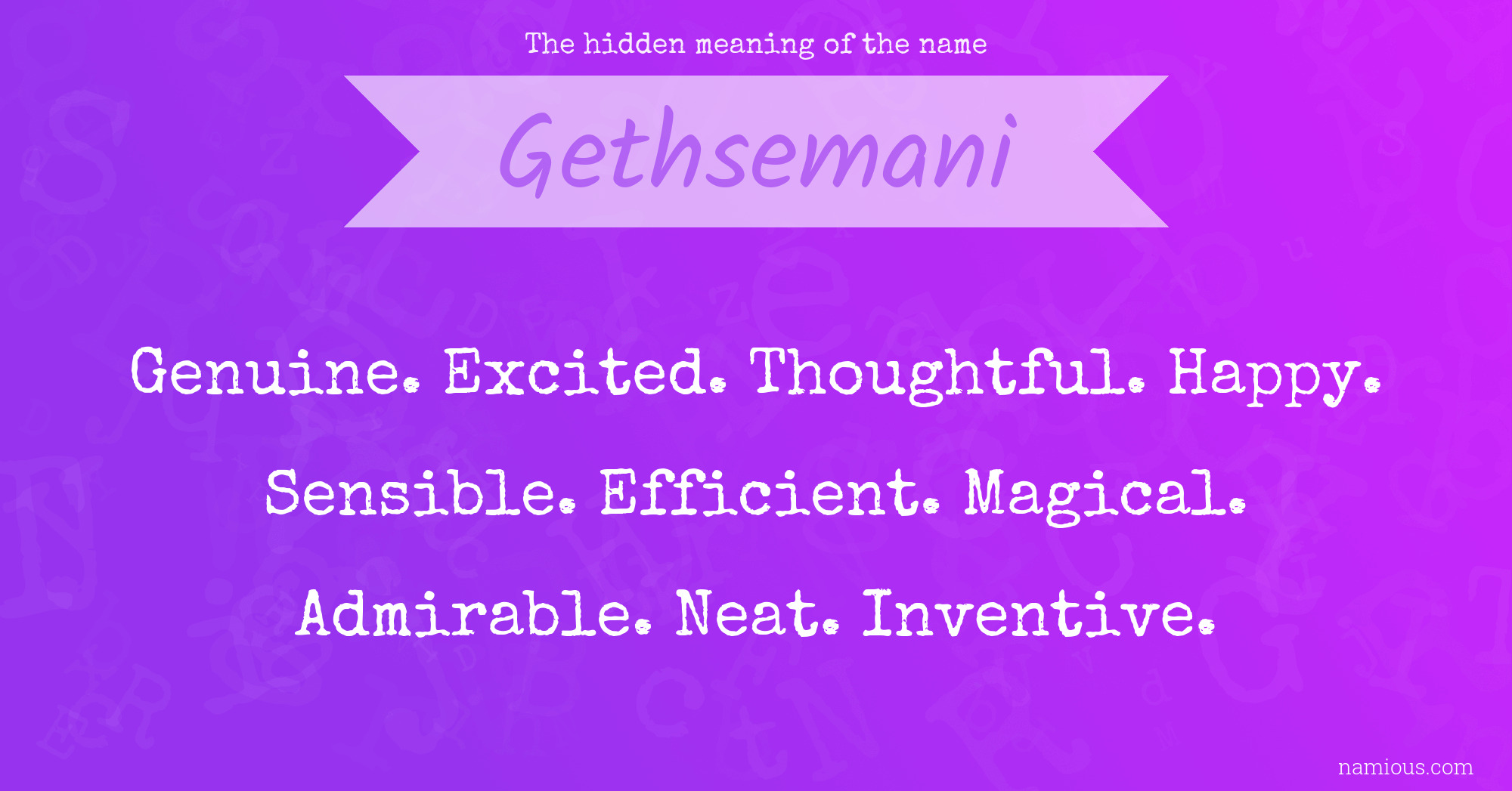 The hidden meaning of the name Gethsemani