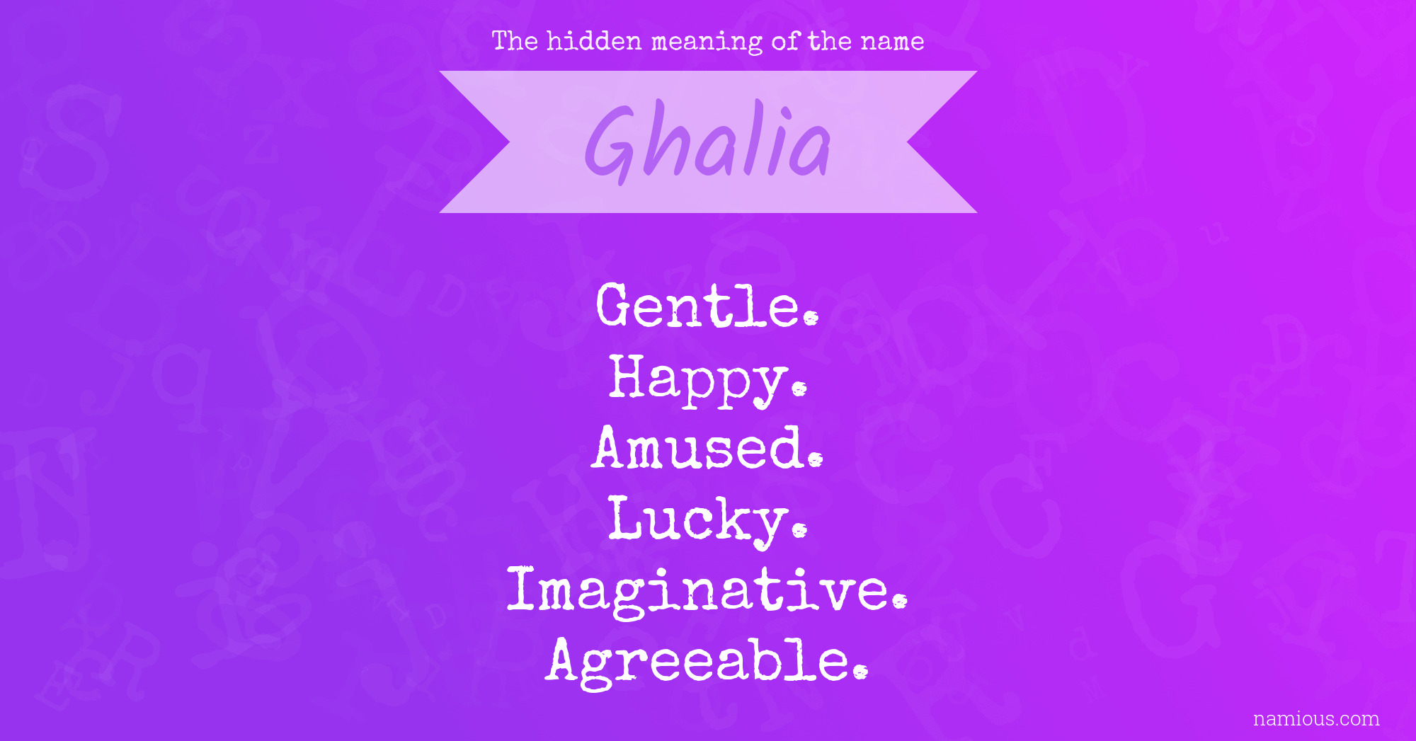 The hidden meaning of the name Ghalia