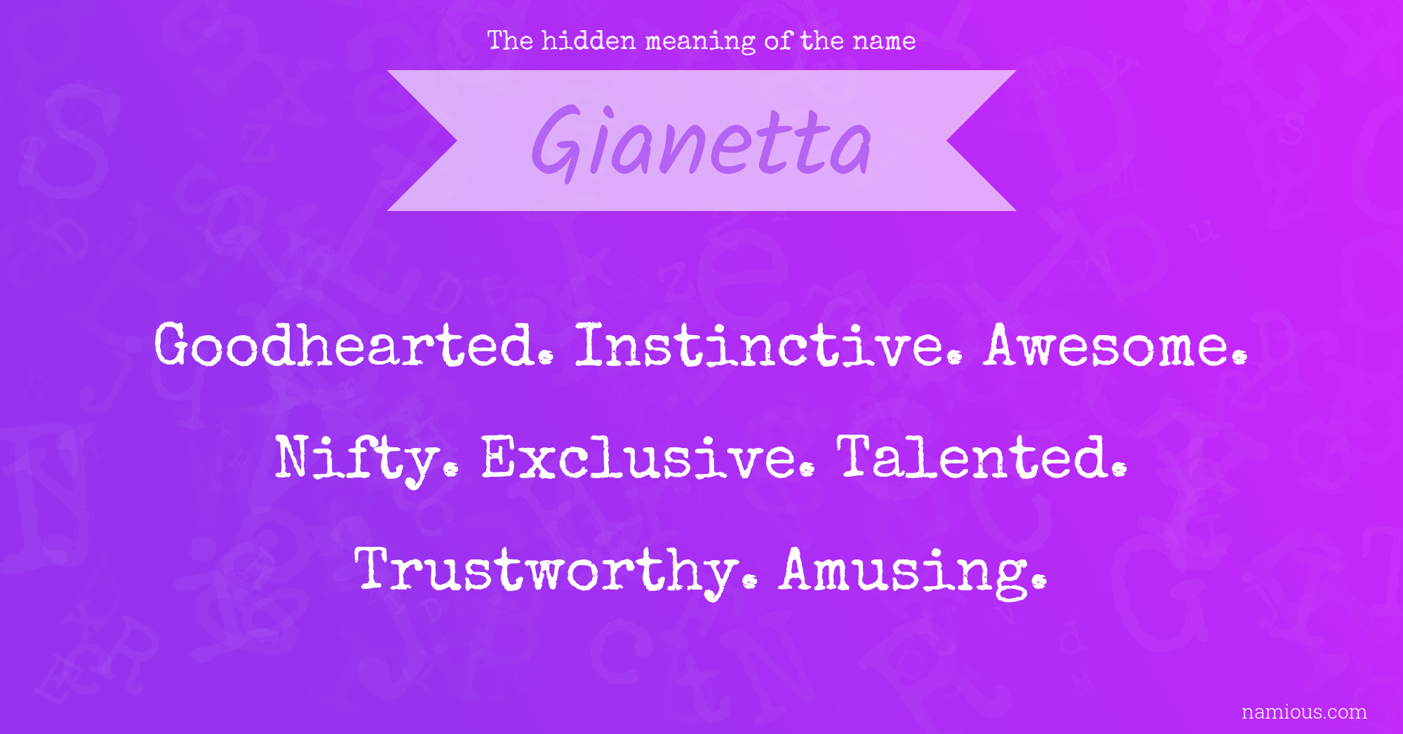 The hidden meaning of the name Gianetta