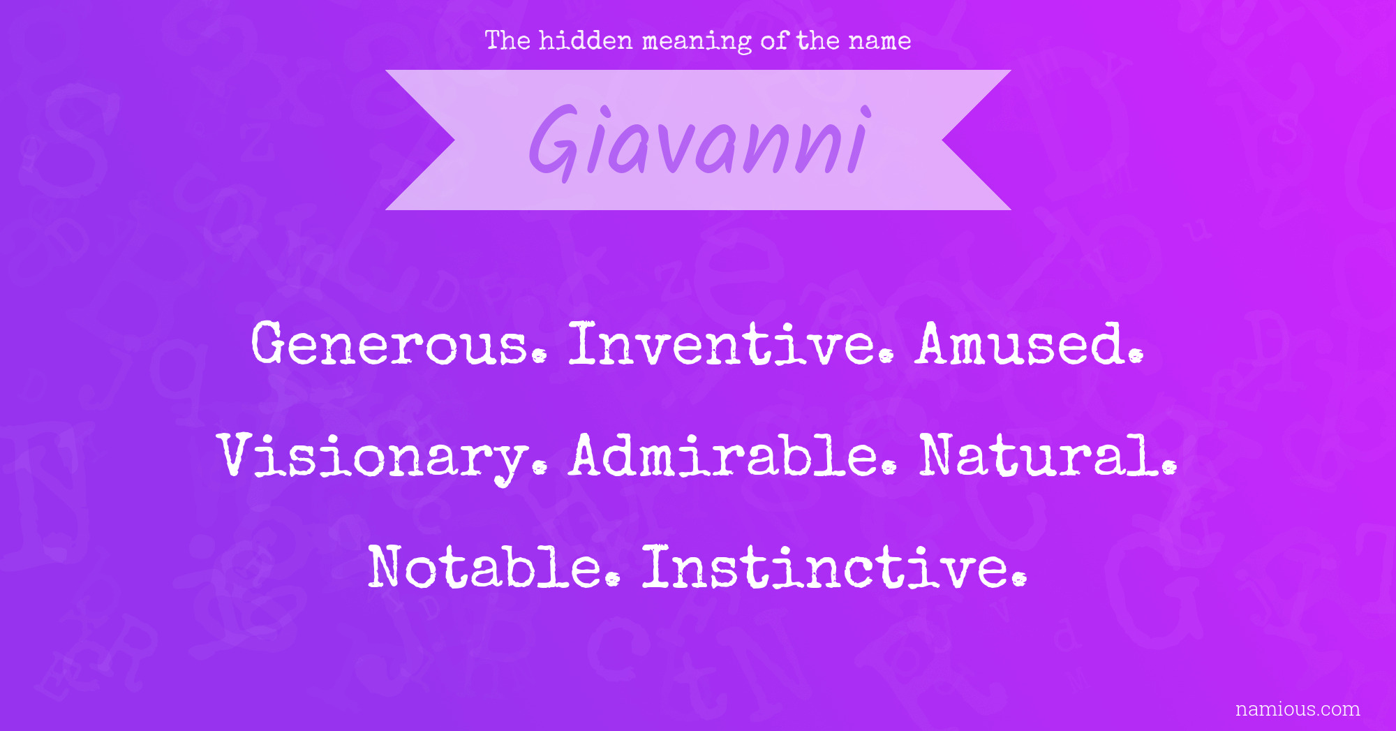 The hidden meaning of the name Giavanni