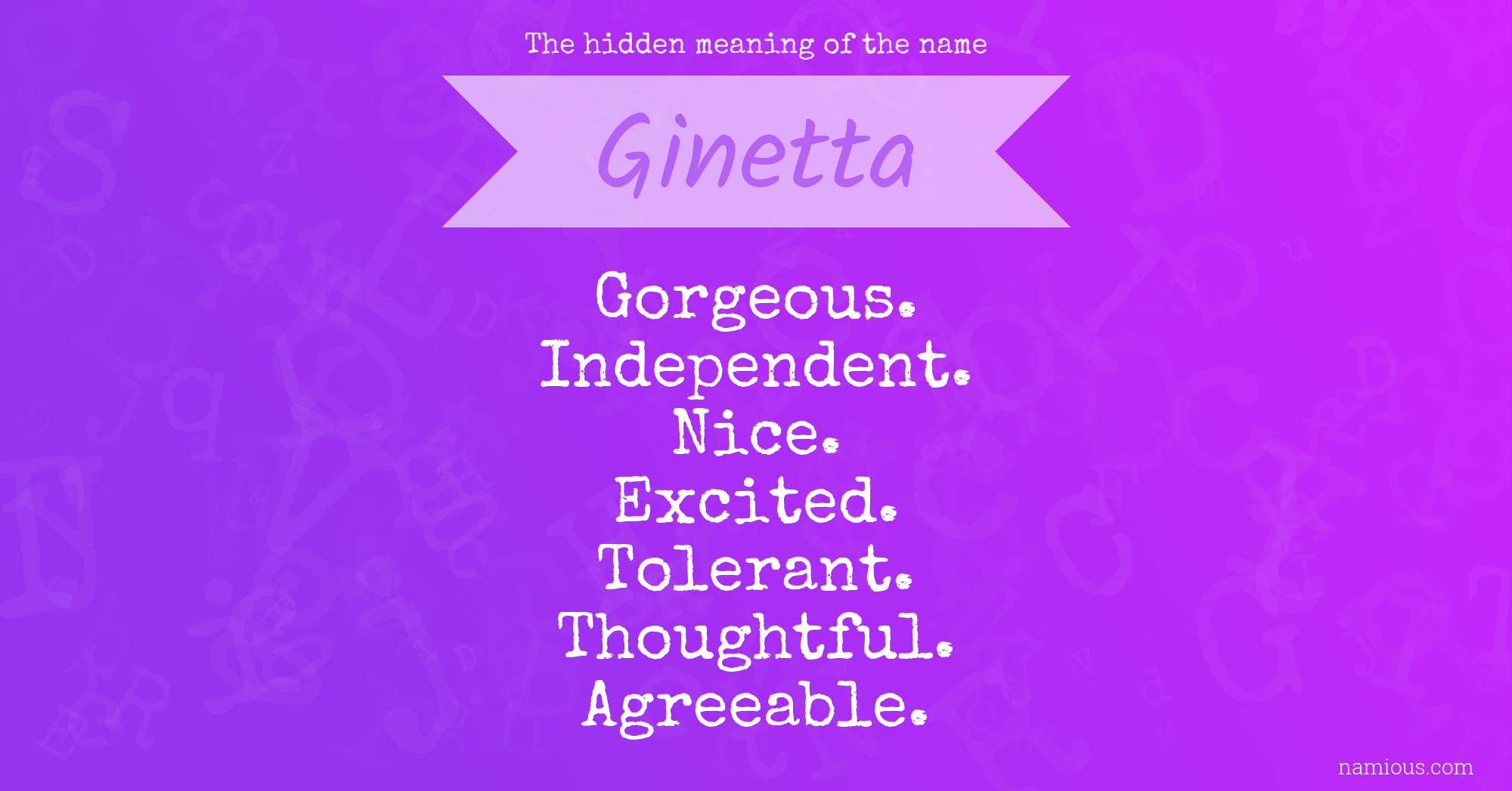 The hidden meaning of the name Ginetta