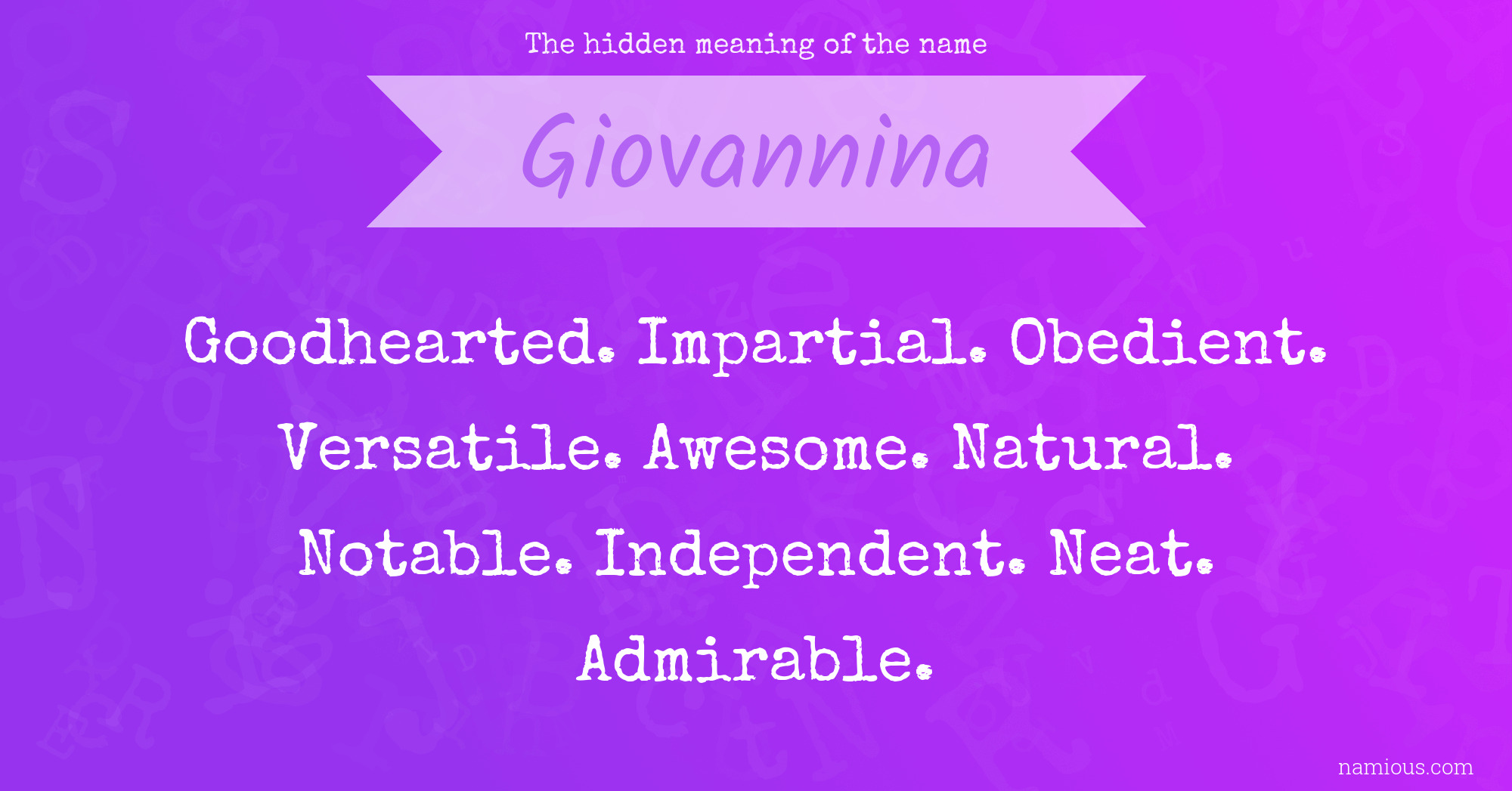 The hidden meaning of the name Giovannina