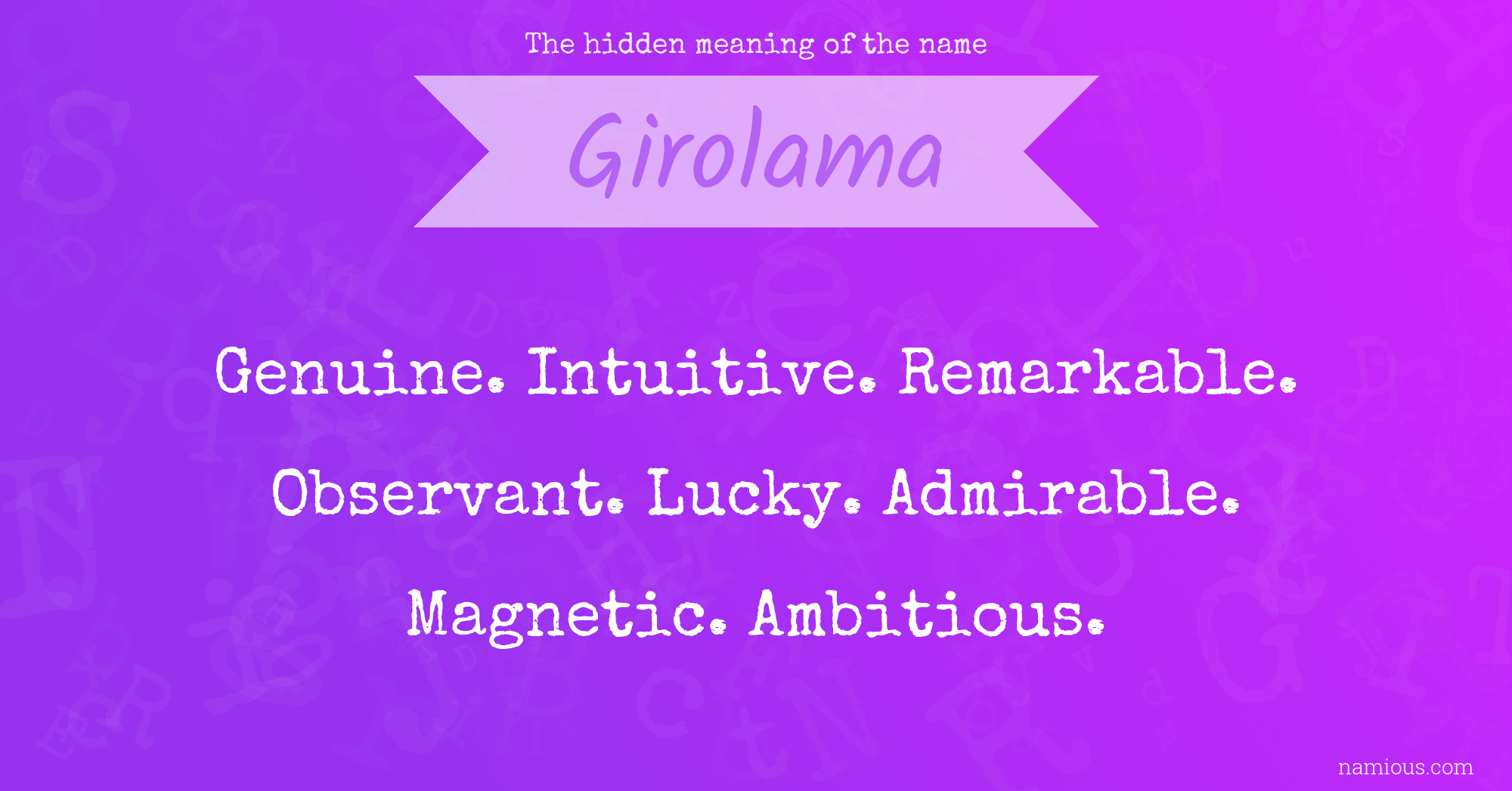 The hidden meaning of the name Girolama